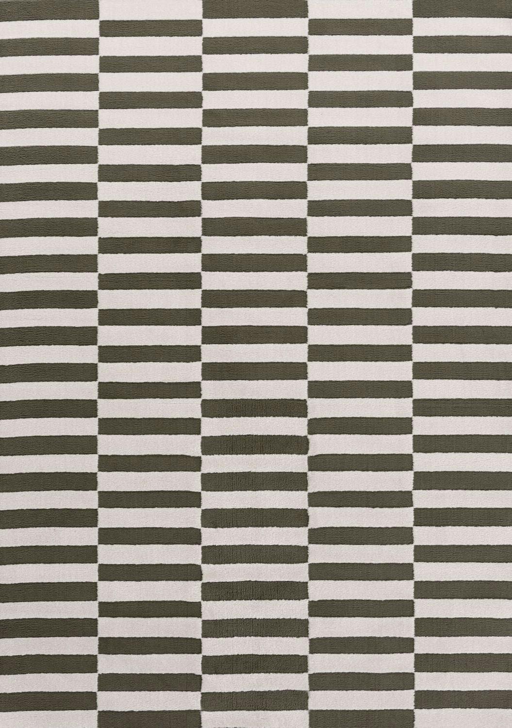 The Rugs Green Loft Striped Rug - 80X150 Cm