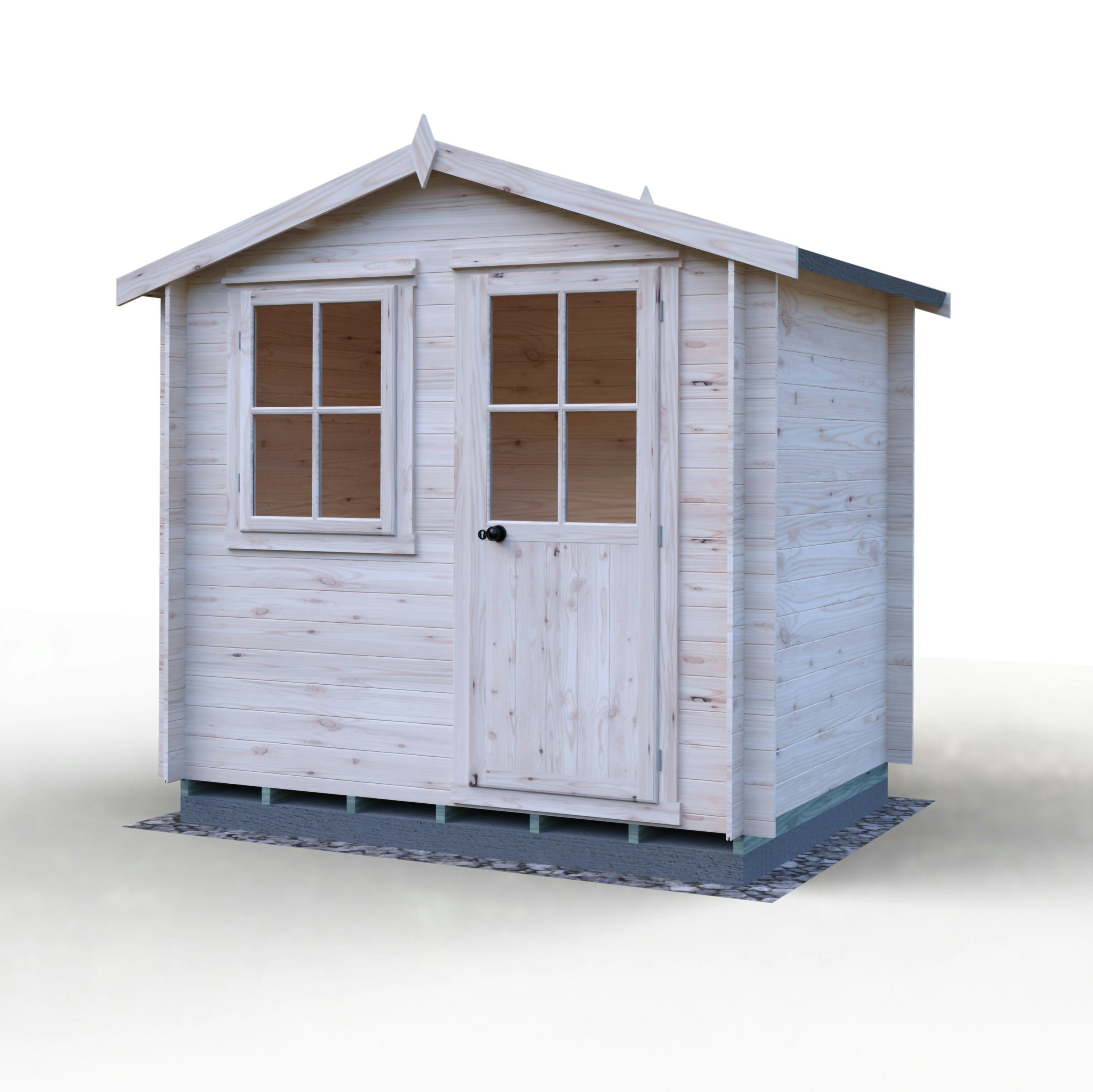 Rackhams Light/Grey/Black Avesbury(Pembrook) 8X6 Log Cabin 19Mm Interlock Cladding