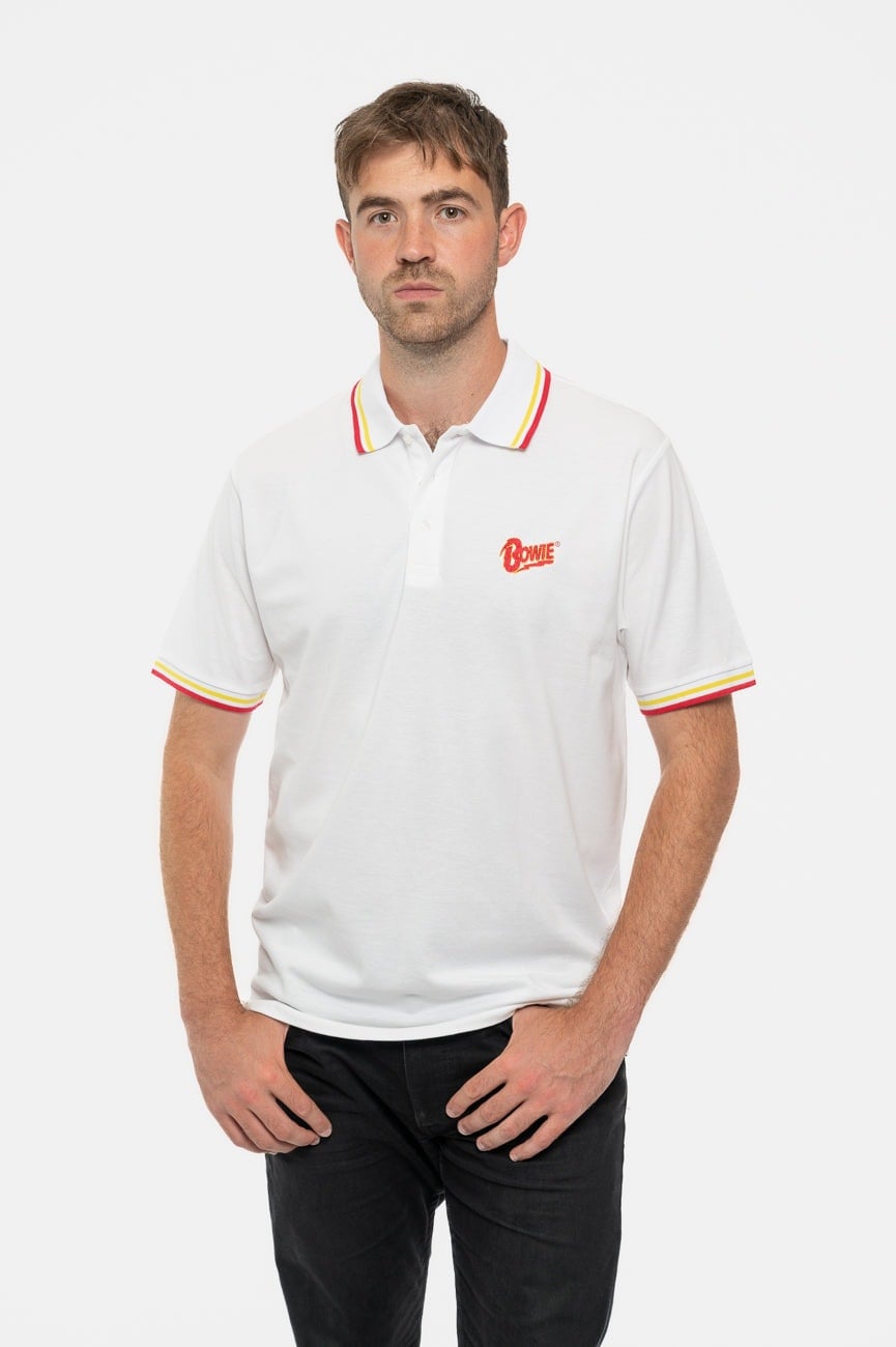 Paradiso Clothing Unisex White David Bowie Flash Logo Polo Shirt - Xl
