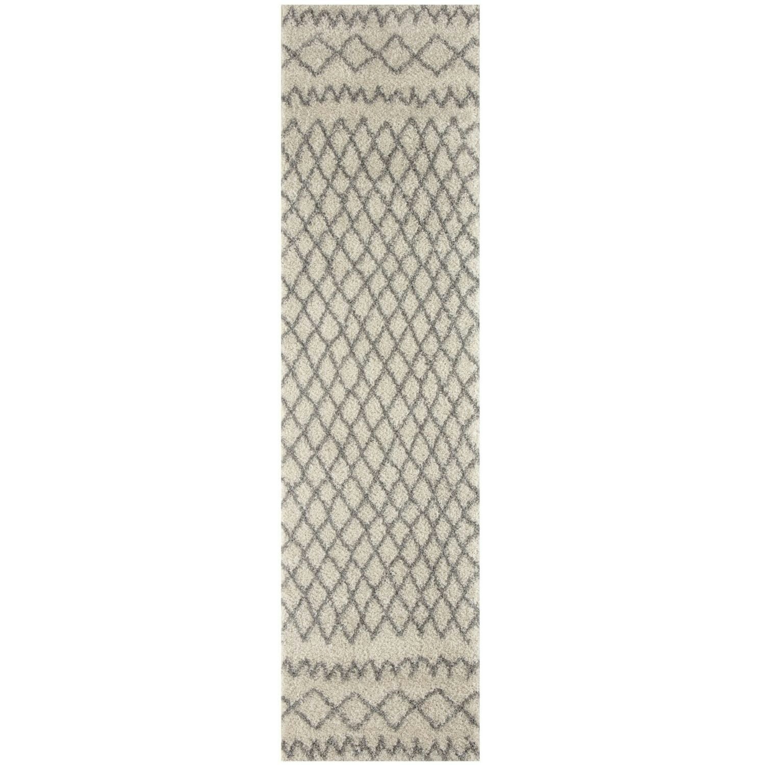 Rackhams Ivory/Grey Moroccan Shaggy Rug | 900 - 80X300 Cm - Image 2