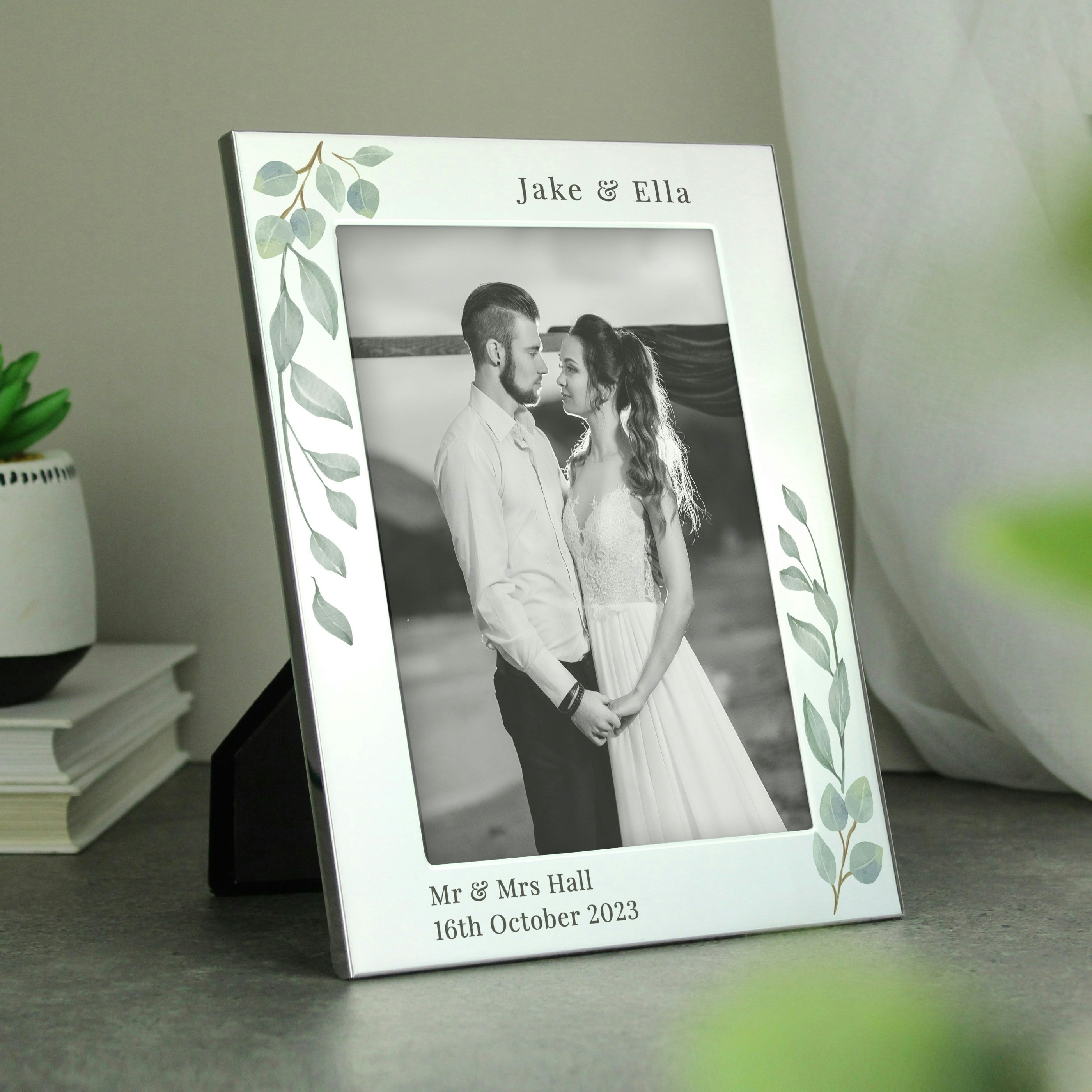 Rackhams Silver Personalised Botanical 6X4 Photo Frame