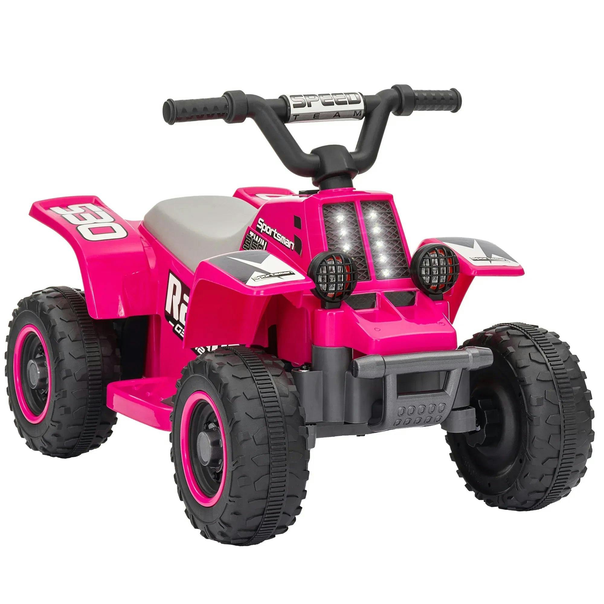 Bobobiy Pink 6V Electric Quad Bike For Kids, Ride On Atv W/ Forward/Reverse, Headlights, For Ages 18-36 Months, - Image 6