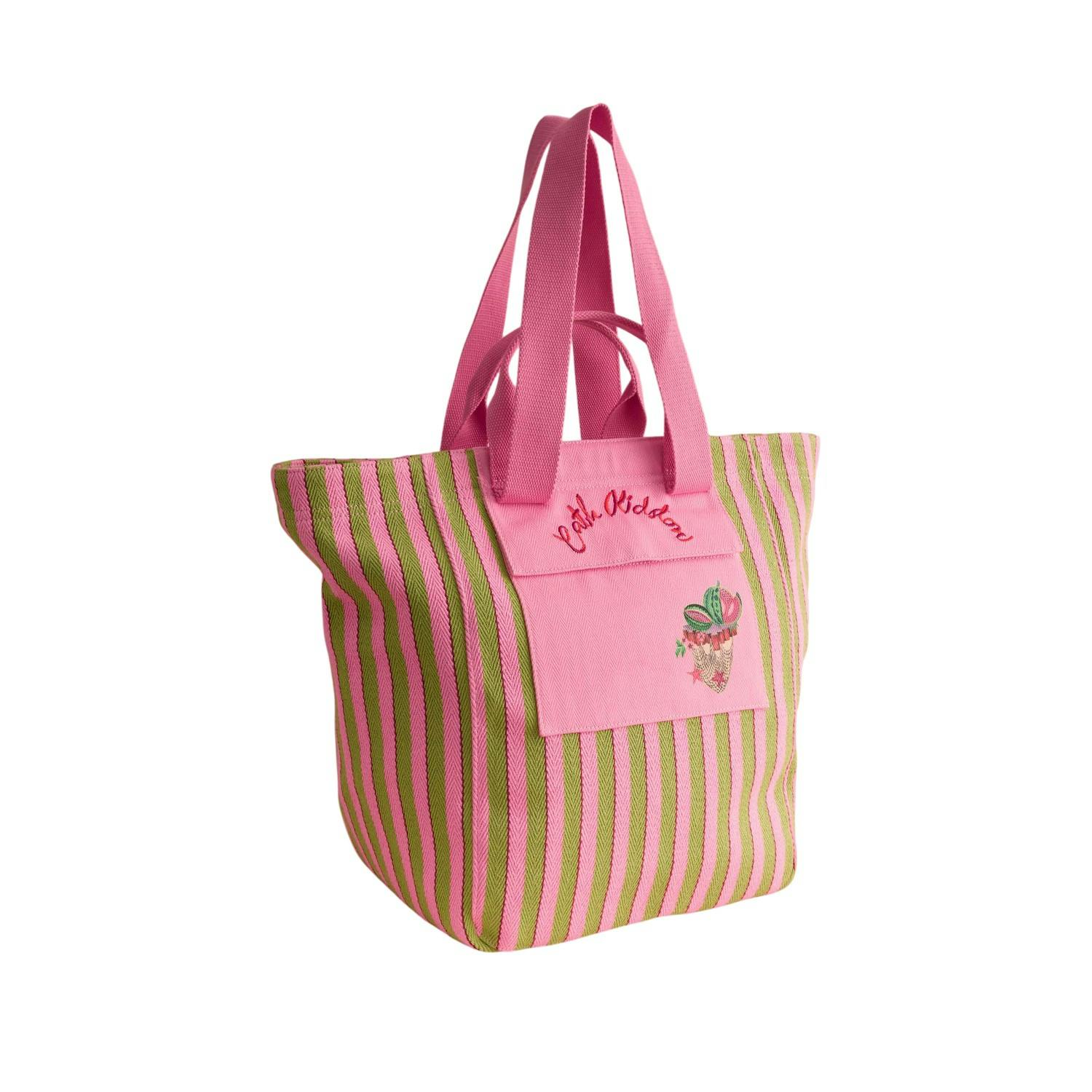 Cath Kidston Pink/Green Stripe Tote Bag - One Size