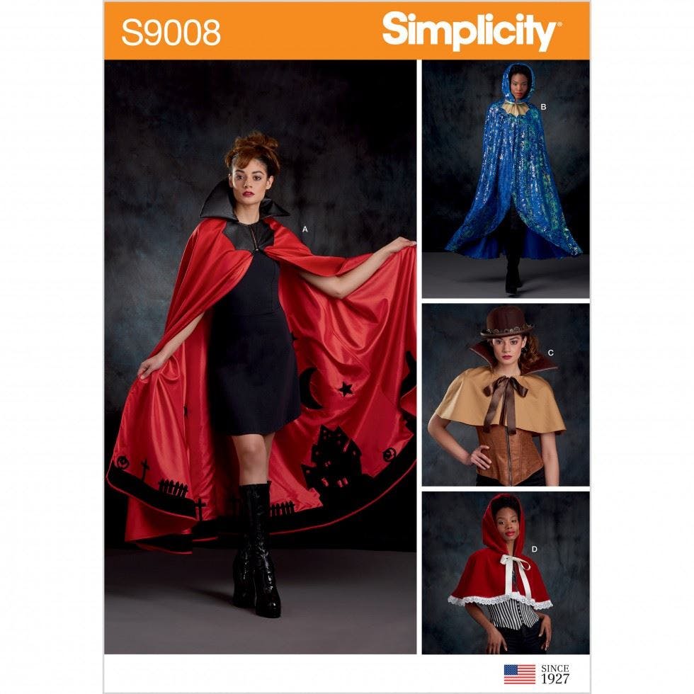 Simplicity Women's Sewing Pattern 9008, Costumes, Capes For A (S-M-L) - Intermediate - A (S-M-L)
