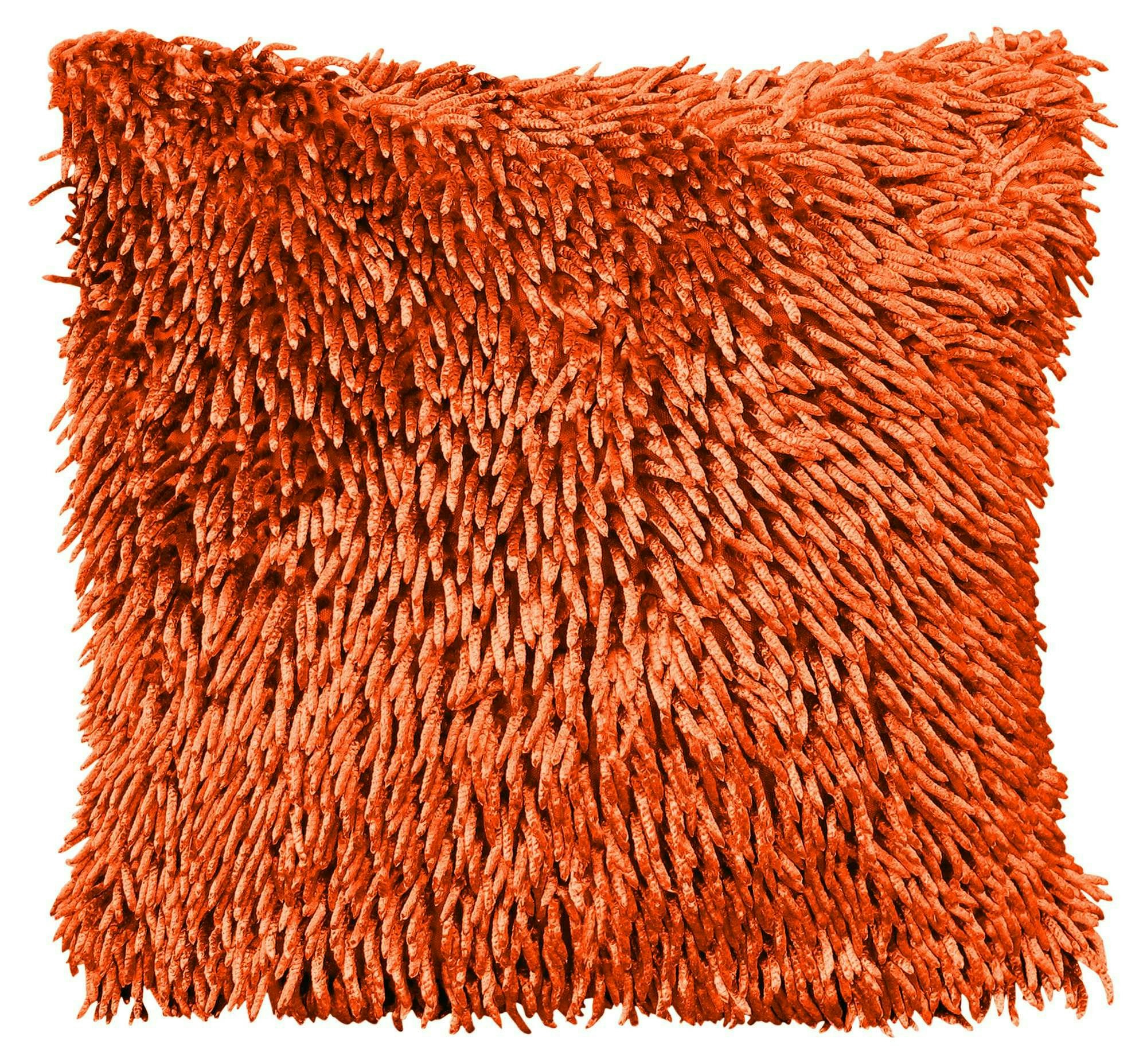 Velosso Orange Shaggy Chenille Cushion - 43Cm X 43Cm