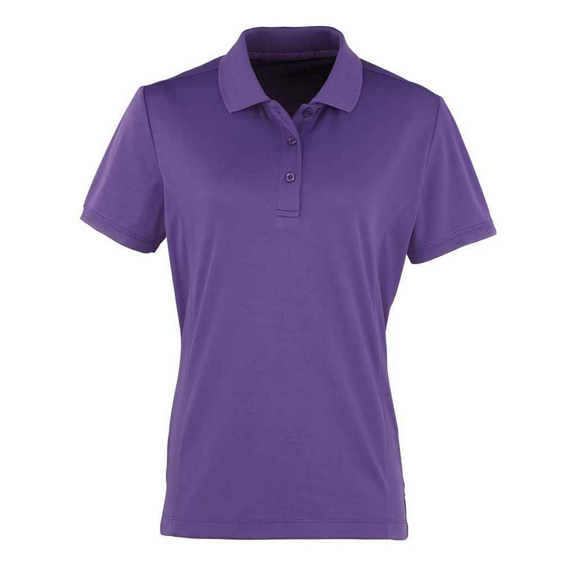 Premier (10 Uk, Purple) Womens/Ladies Coolchecker Pique Polo Shirt - Image 3