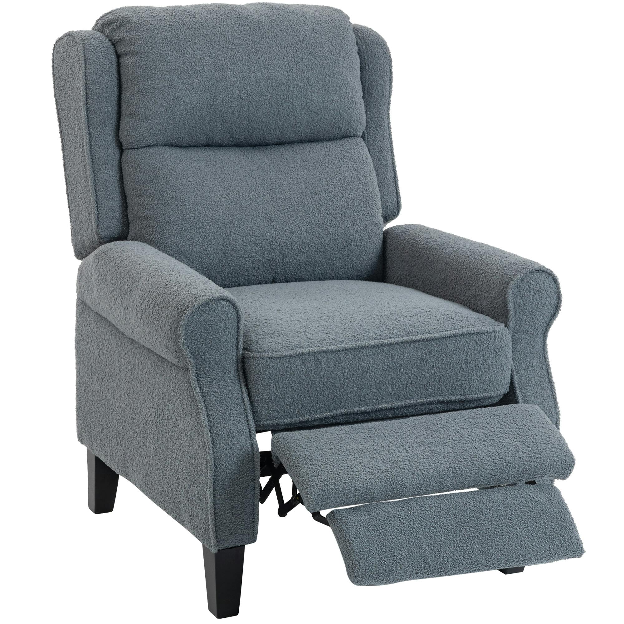 Rackhams Grey Recliner Armchair, Fabric Recliner Chair, Charcoal