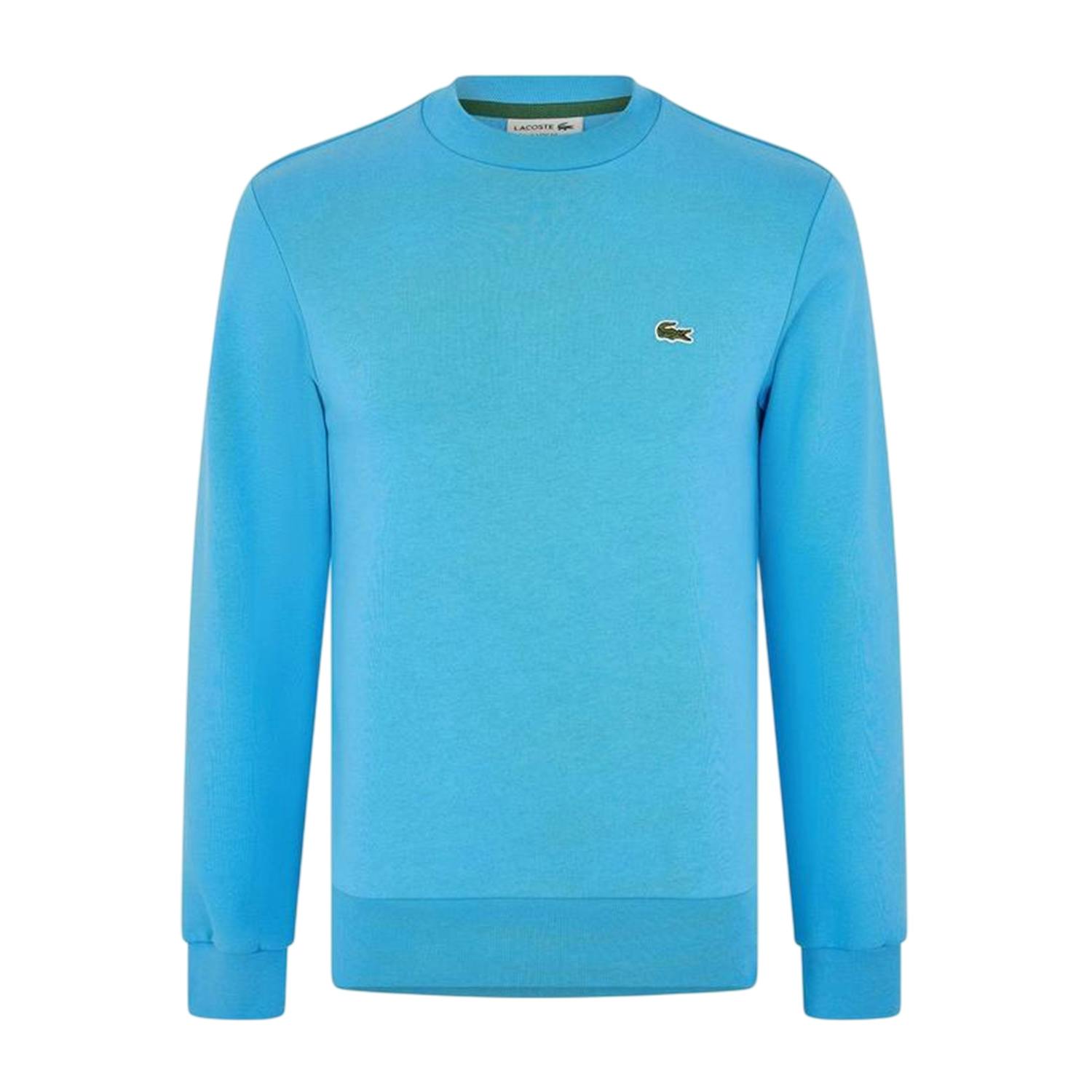 Lacoste Men's Blue Embroidered Logo Fleece Crew Neck Sweatshirt - Xs - 100% Mixed