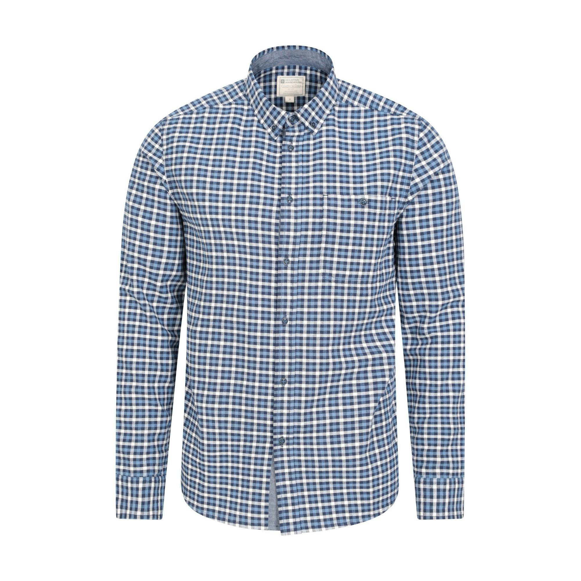 Mountain Warehouse Men's Driftwood Checked Organic Shirt - Navy - Xs - Navy - 100% Organic Cotton