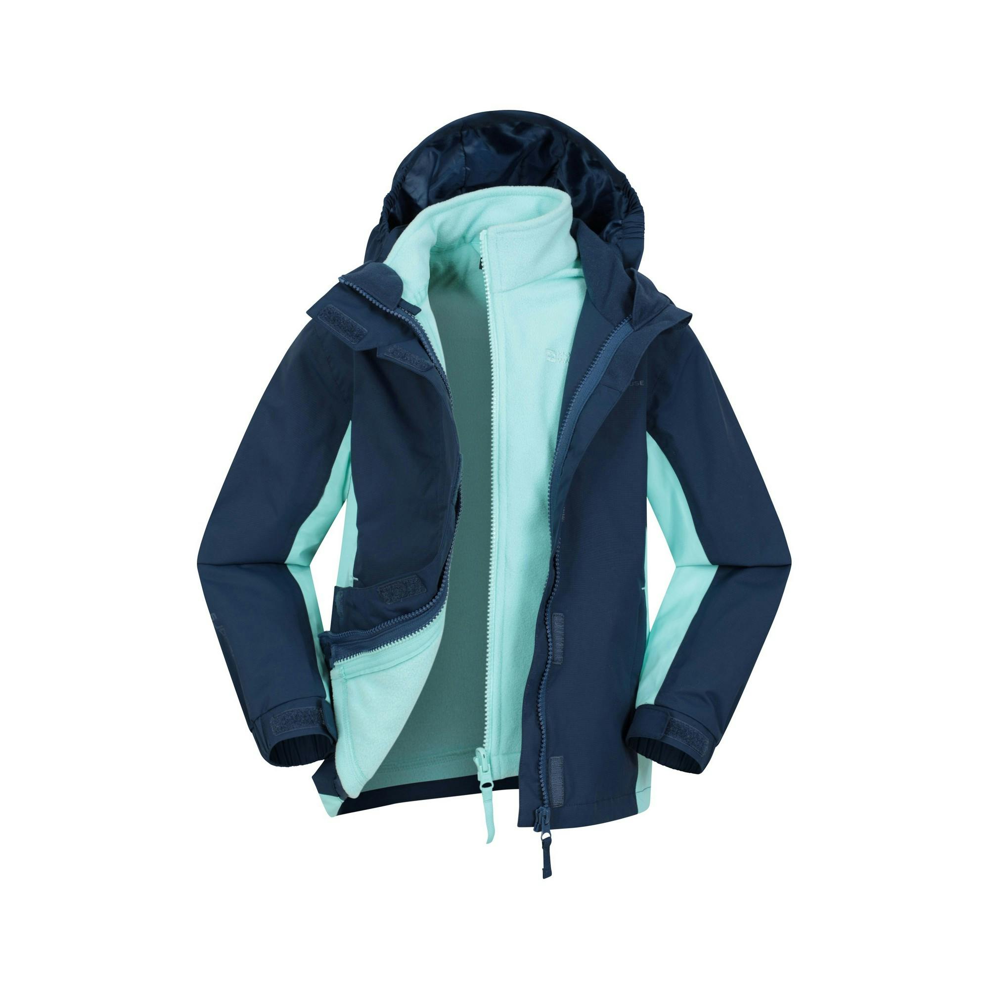 Mountain Warehouse Boys Blue Childrens/Kids Lightning 3 In 1 Waterproof Jacket - 7-8 Years - 100% Nylon