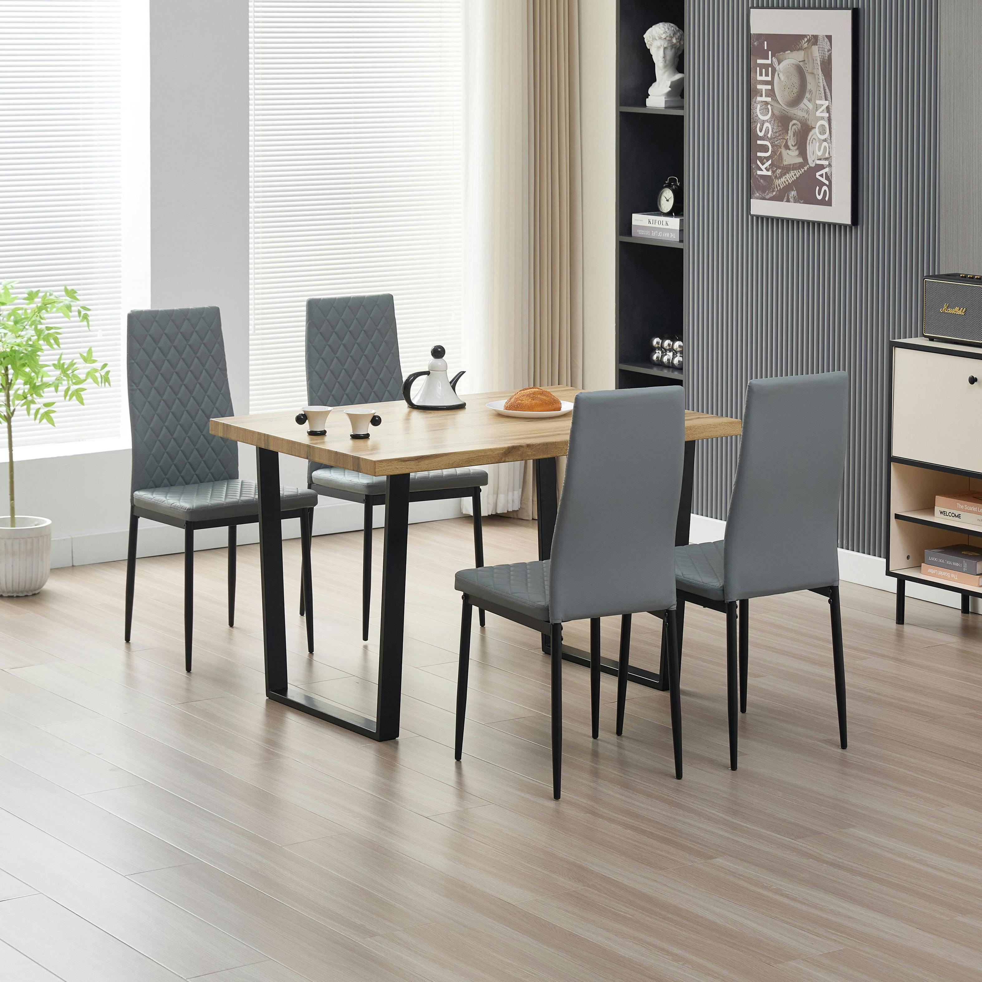 Outdoor Living Grey Colorado Dining Table With 4 Emily Leather Chairs