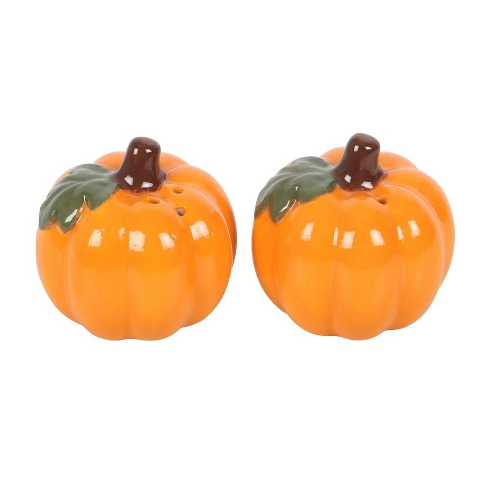 Rackhams Orange/Brown/Green Ceramic Pumpkin Salt & Pepper Shaker Set