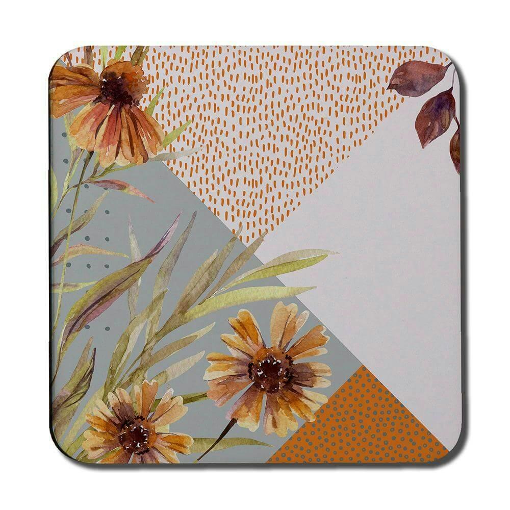Benjamin Tate Design Autumn Geometric Shapes And Flowers (Coaster)