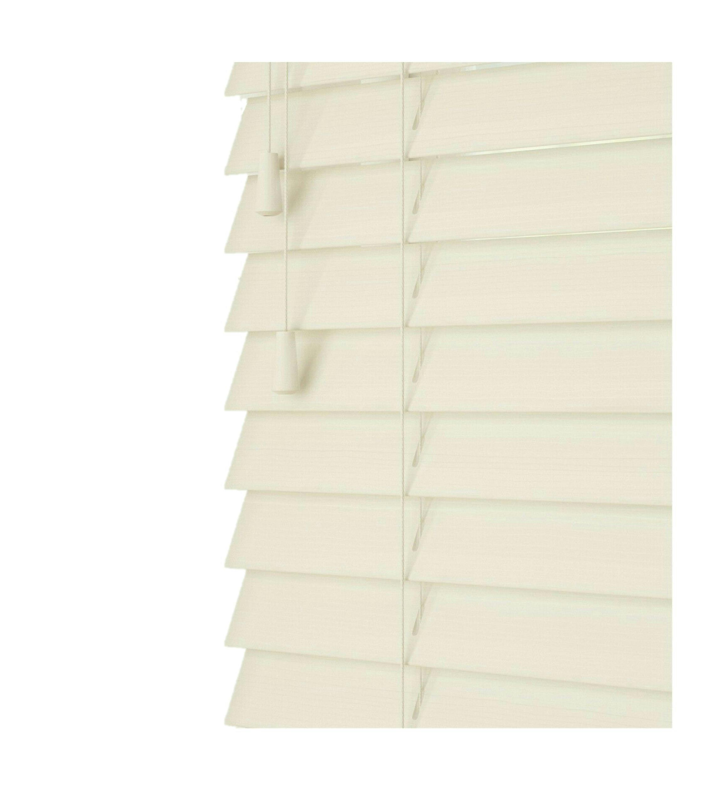 Rackhams White Misty Smooth Finish Faux Wood Venetian Blinds With Strings (130Cm Drop) - 190Cm