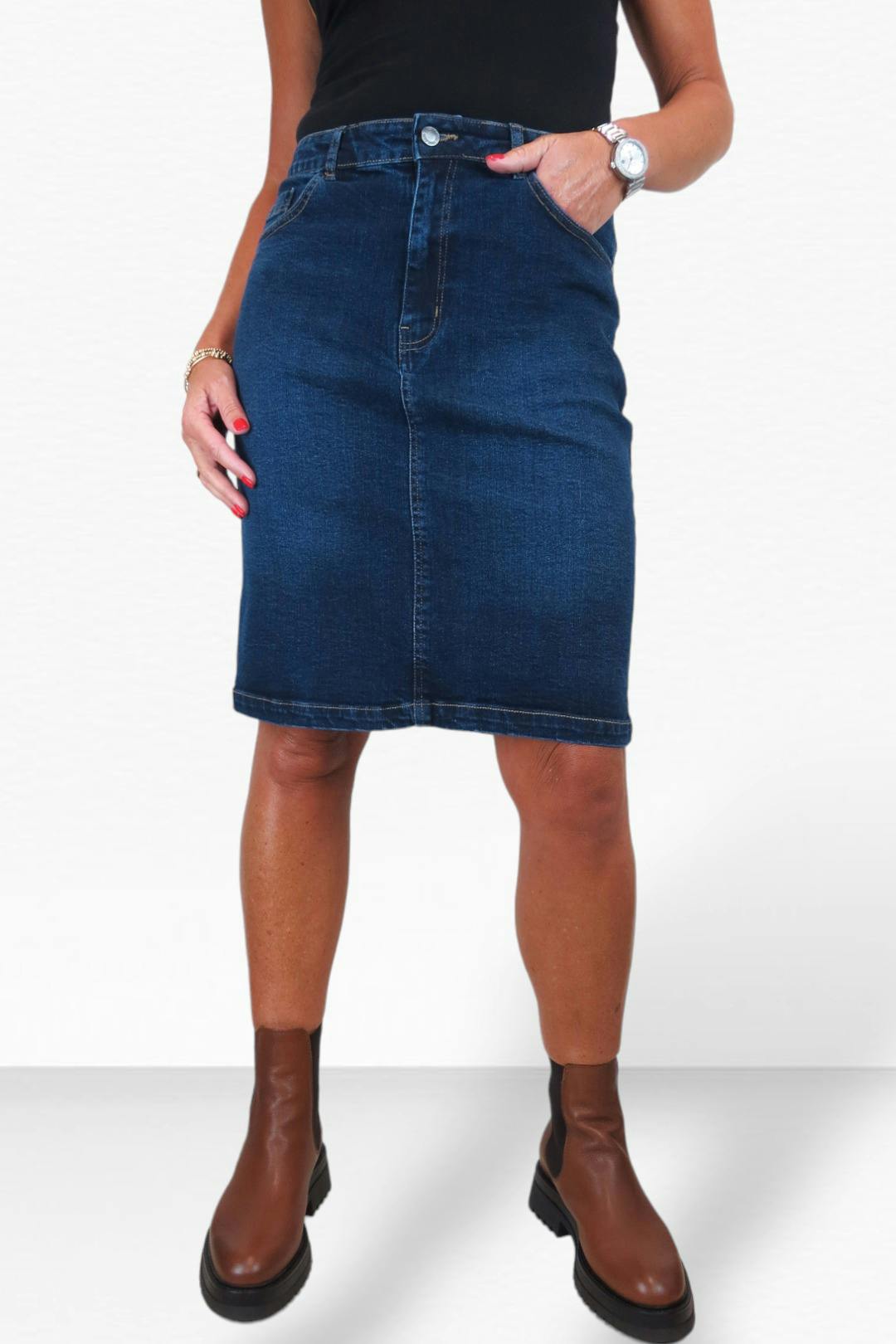 Paulo Due Women's Indigo Knee Length Denim Skirt - 10