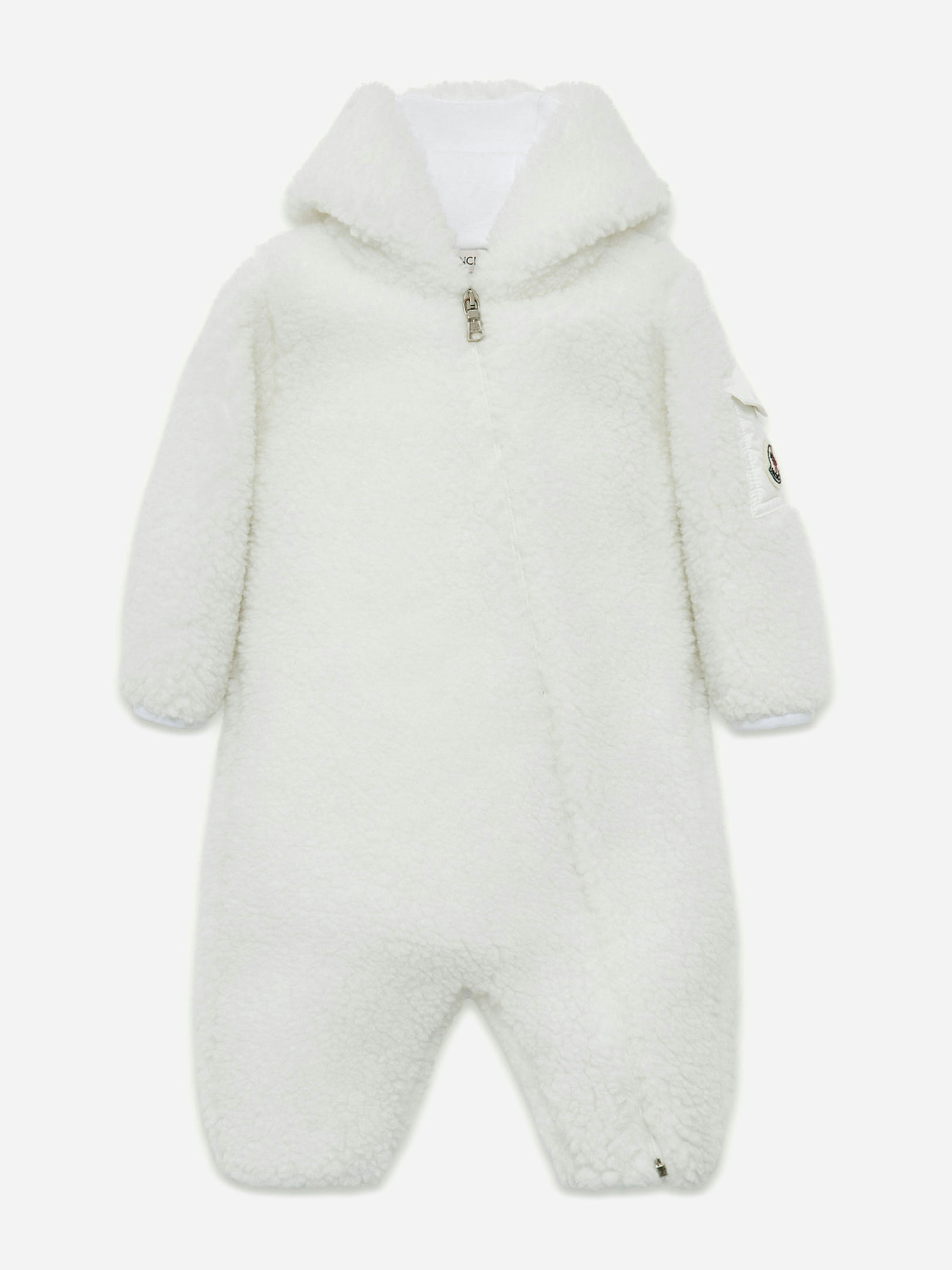 Moncler Enfant Men's White Baby Teddy Fleece Romper In - 12 - 18 Mths