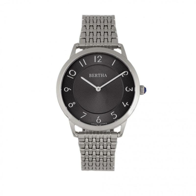 Bertha Women's Silver/Black Abby Swiss Watch