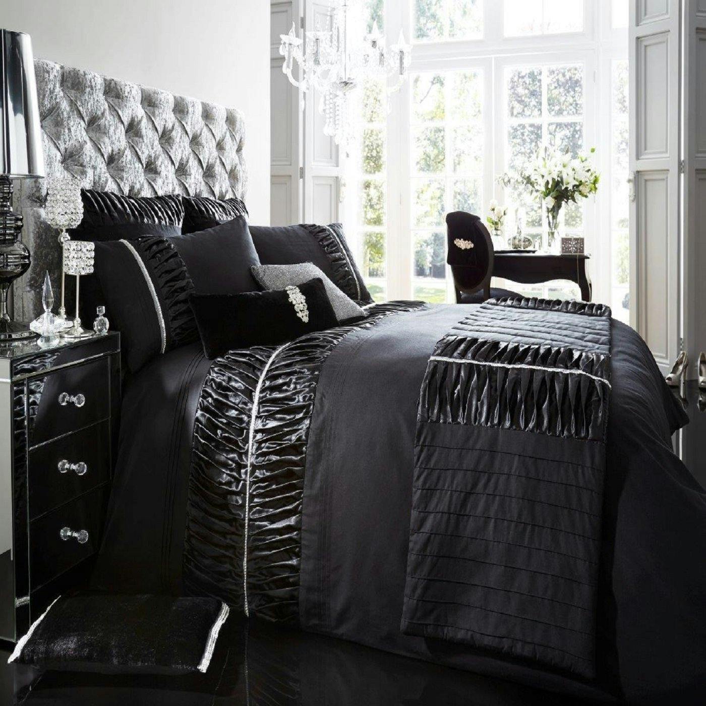 Rackhams Black Alina Duvet Cover And Pillowcase Set - King (220Cm X 235Cm)