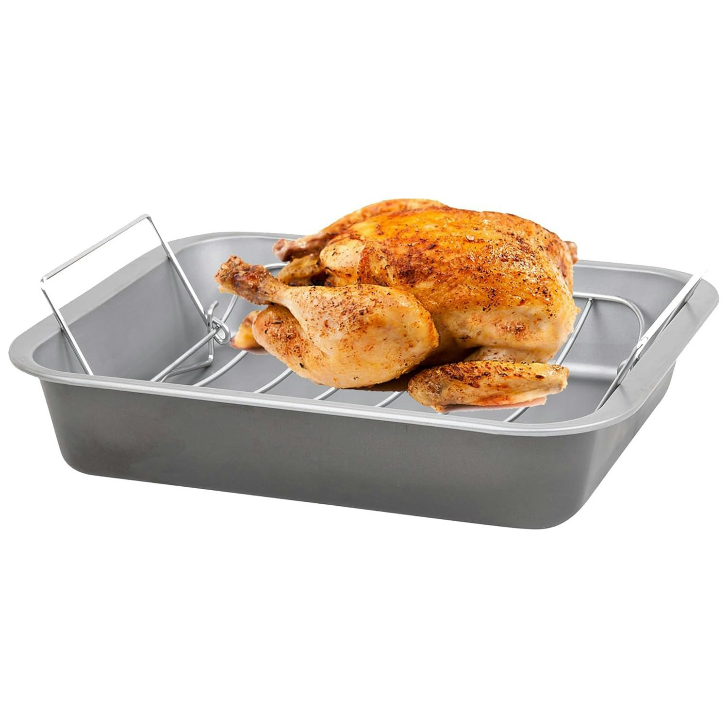 Rackhams 36Cm Deep Roasting Tin With Stainless Steel Curved Roasting Rack