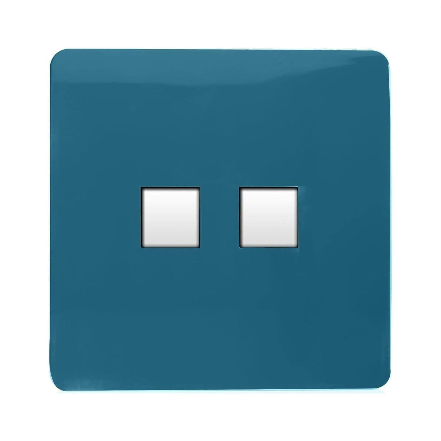 Trendi Switch 2 Gang Rj45 Cat 6 Modern Designer Pc Ethernet Socketin Ocean Blue - Image 4