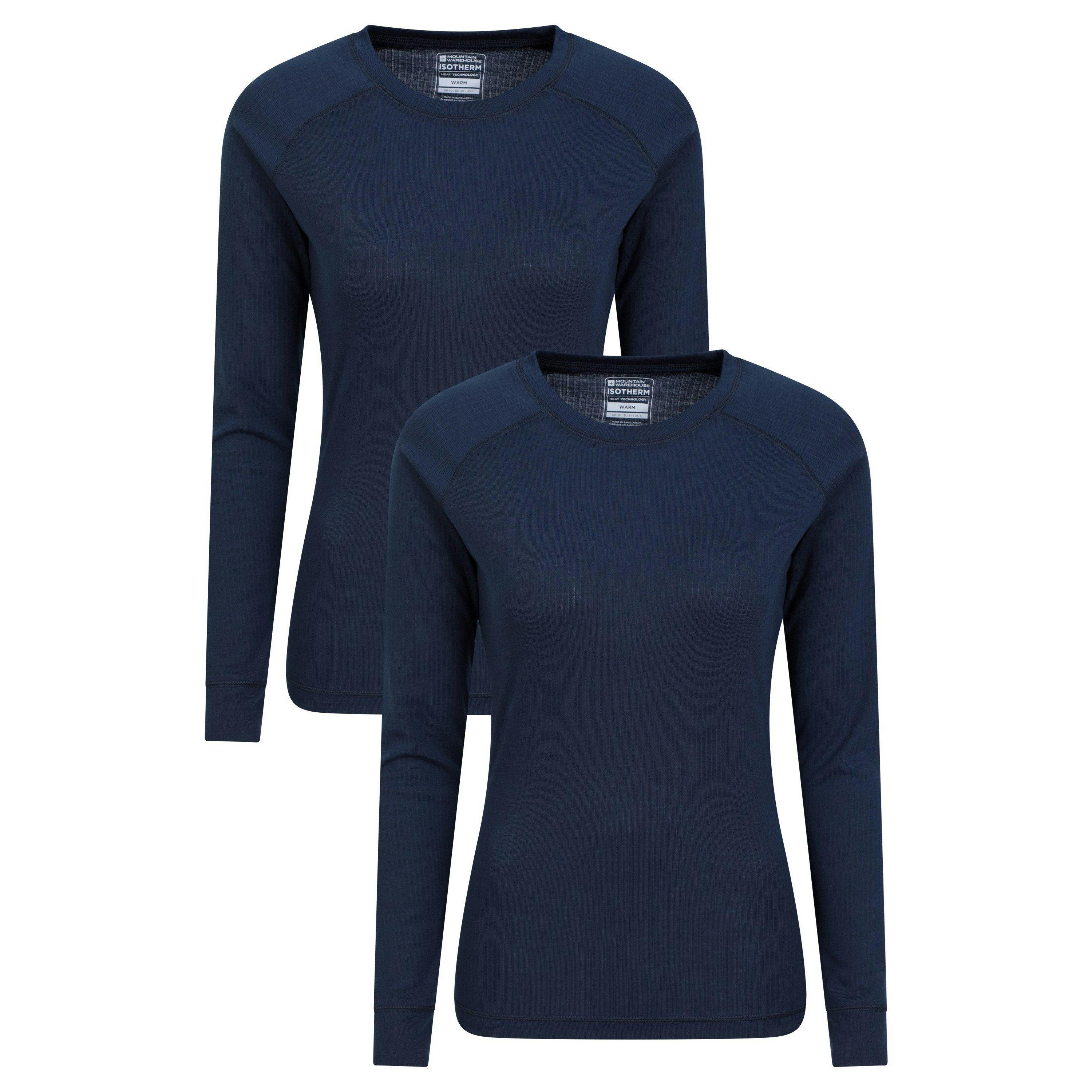 Mountain Warehouse Women's / Talus Thermal Base Layer Top (Pack Of 2) - Navy - 22 Uk - Navy - 100% Polyester