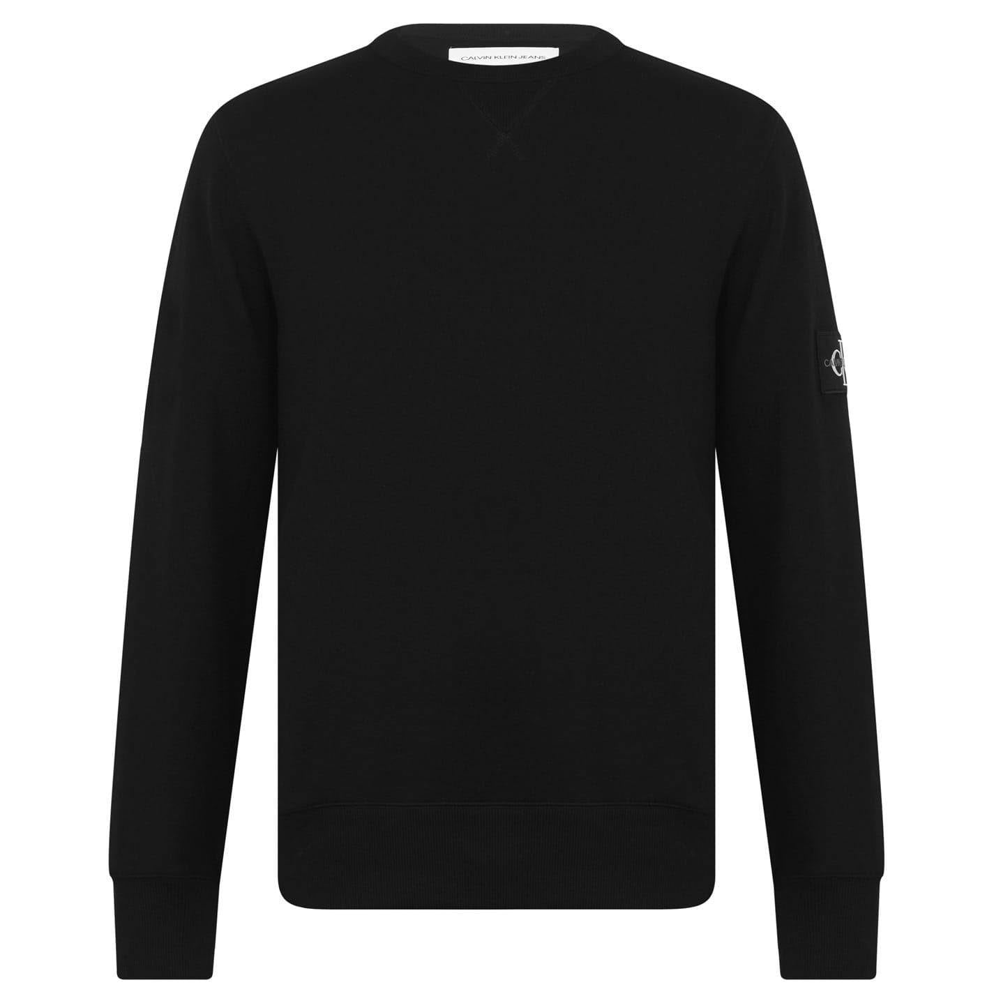 Calvin Klein Men's Black Badge Crew Neck Sweatshirt - Xxs - 100% Cotton
