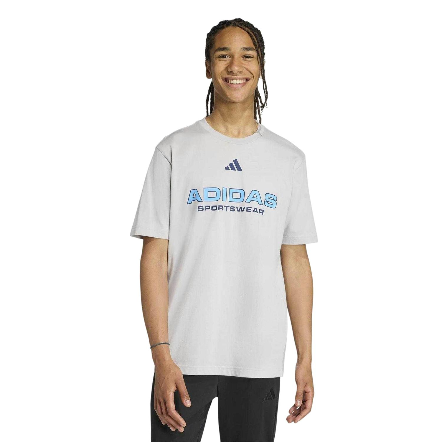 Adidas Men's Grey House Of Tiro Linear Regular T-Shirt - L - 100% Cotton
