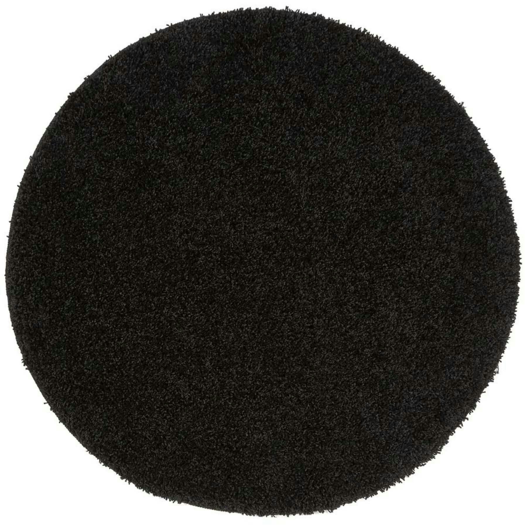 The Rugs Black Washable Shaggy Rug - Ø 100 Cm