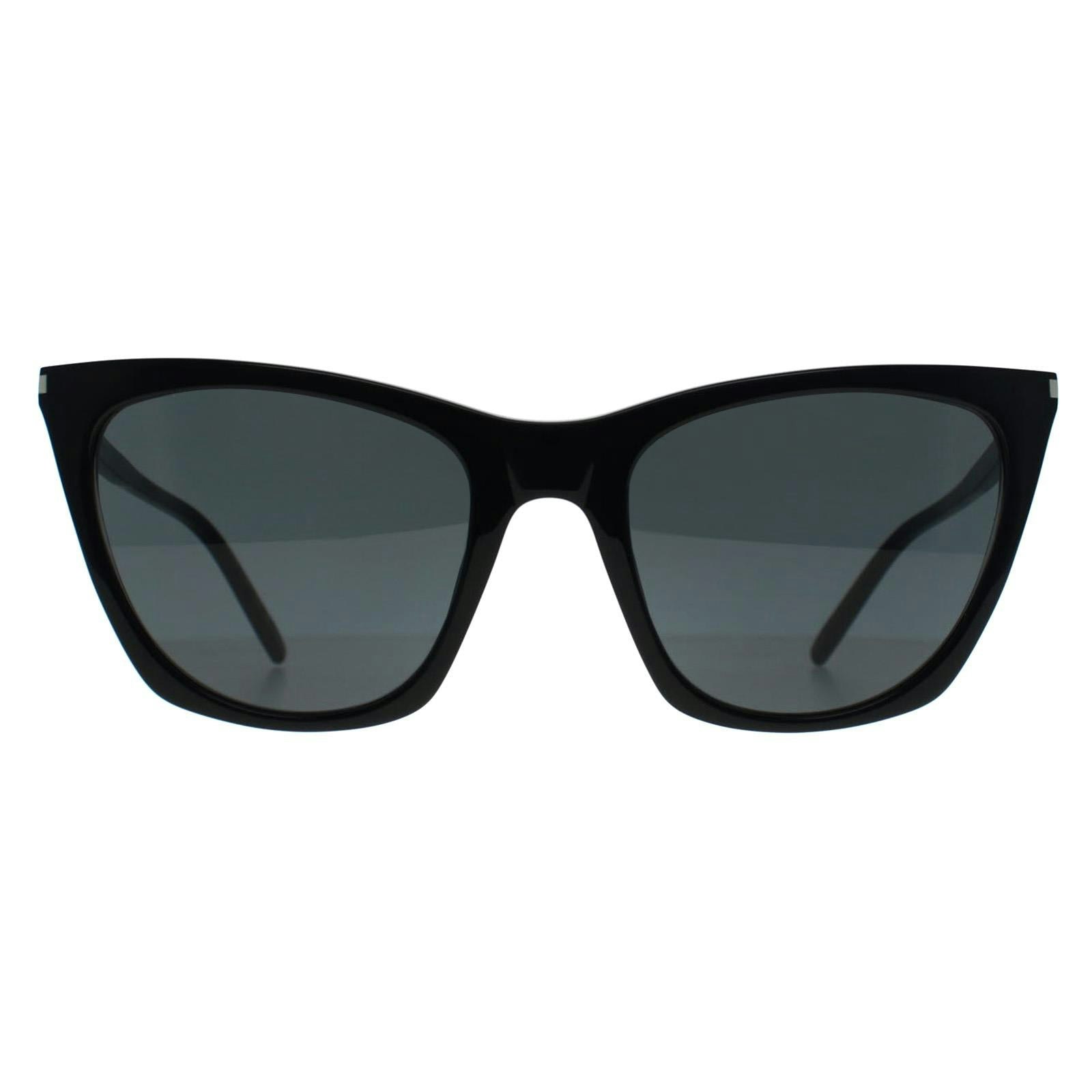 Saint Laurent Women's Black Sl 214 Kate Thin Shiny Sunglasses