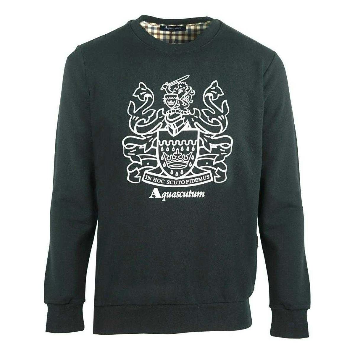 Aquascutum Men's Black Crest Crew Neck Sweatshirt - L - 100% Cotton