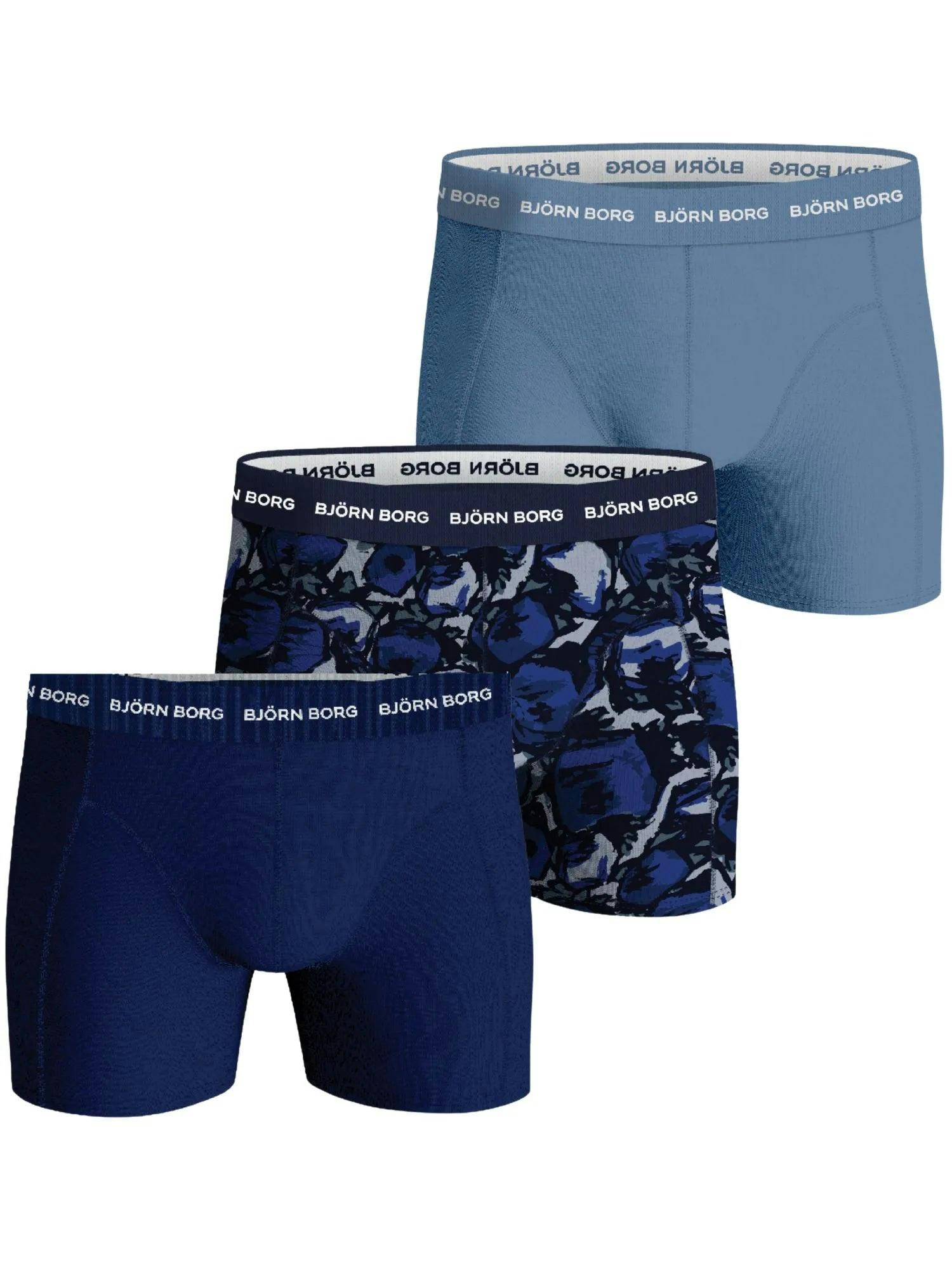 Bjorn Borg Blue 3-Pack Camo Print Boxer Briefs, Mix - S
