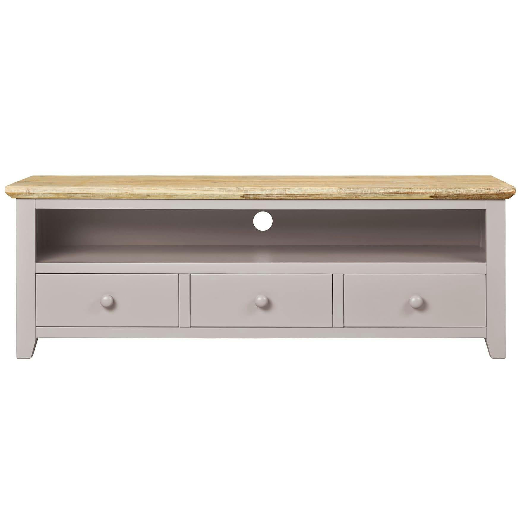 Rackhams Beige Florence Large Wooden Tv Stand With 3 Drawers And Shelf - Truffle,