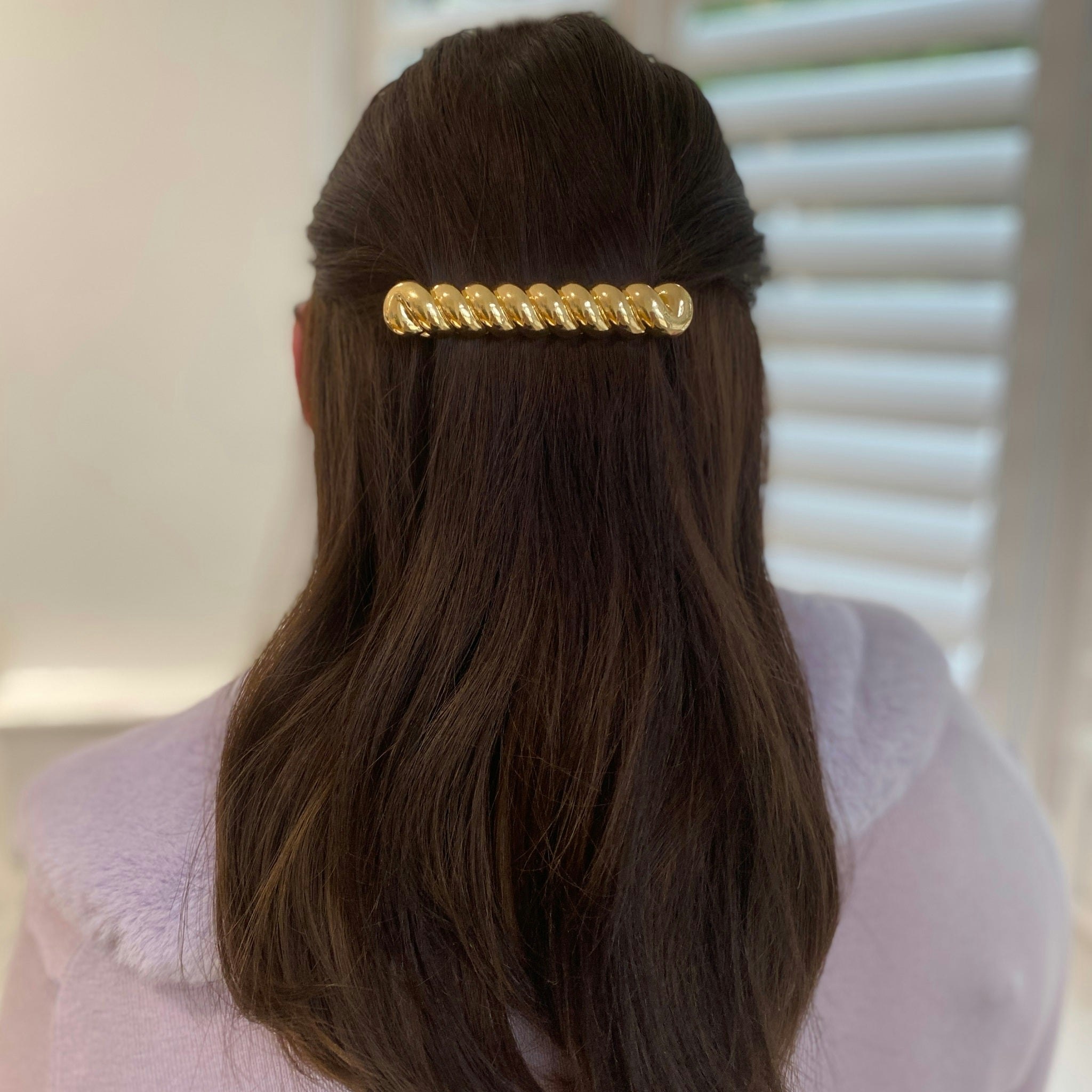 Queenmee Accessories Gold Hair Barrette Large Hair Clip Twist