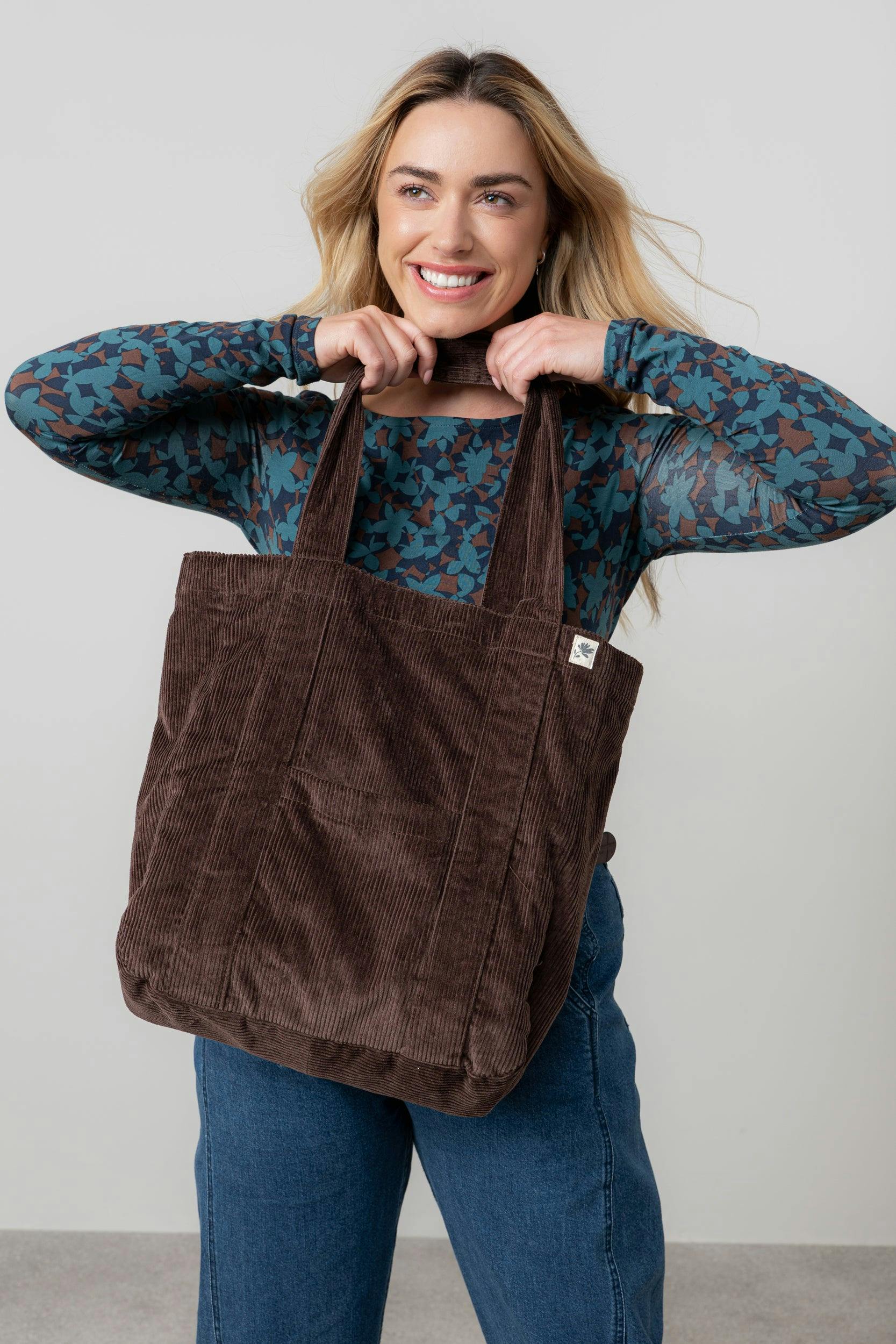 Lily & Me Jumbo Cord Tote Bag Chocolate - Chocolate - One Size