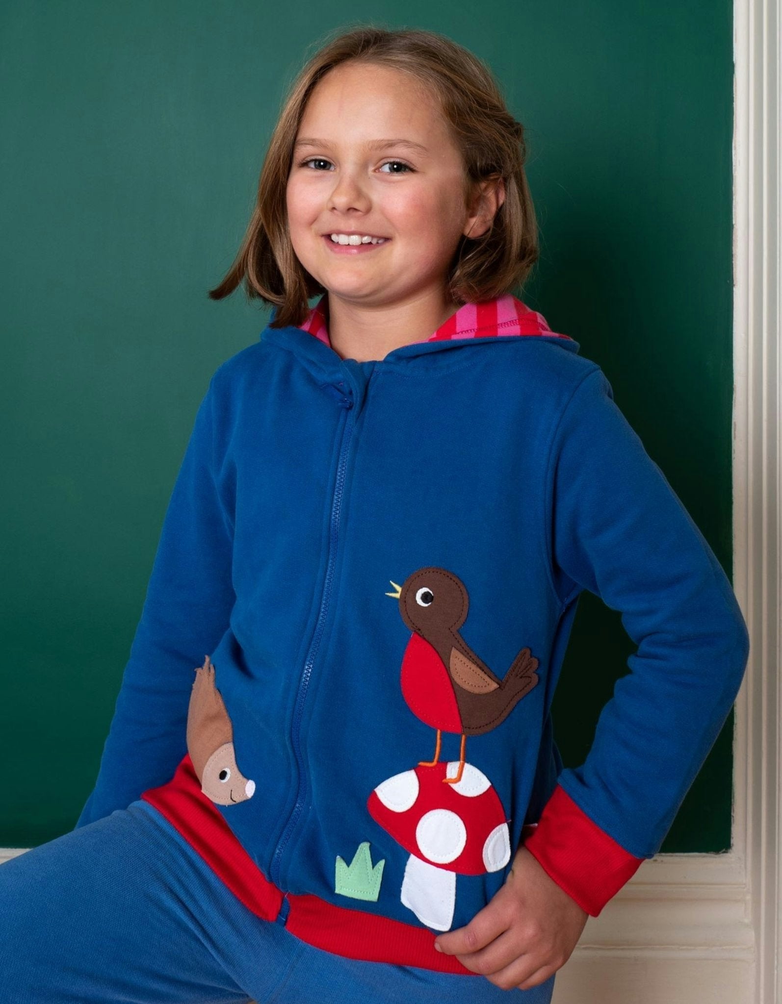 Toby Tiger Organic Floral Mushroom Applique Hoodie - 5-6Y / 116Cm