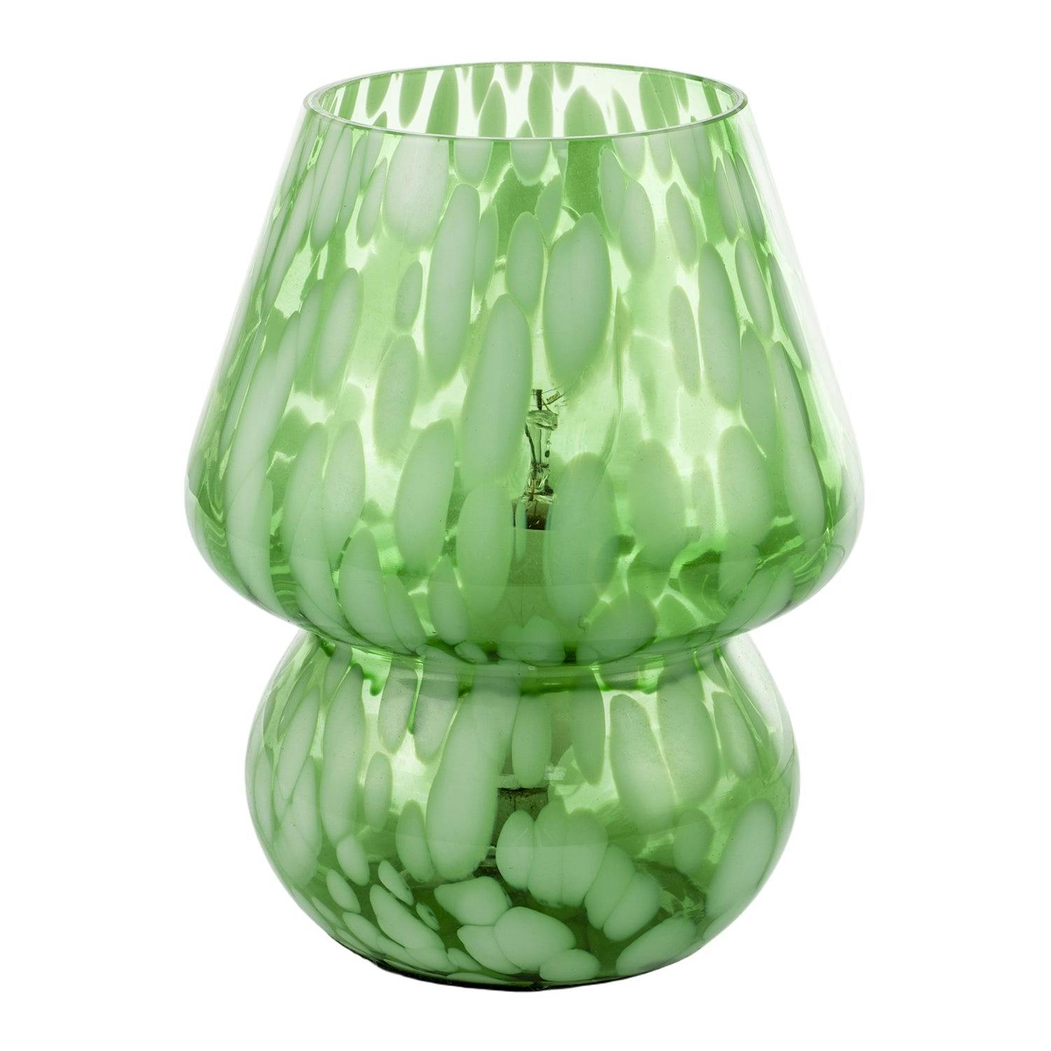 Happy Homewares Green Eye Catching Artisan Style Emerald Mottled Glass Table Lamp