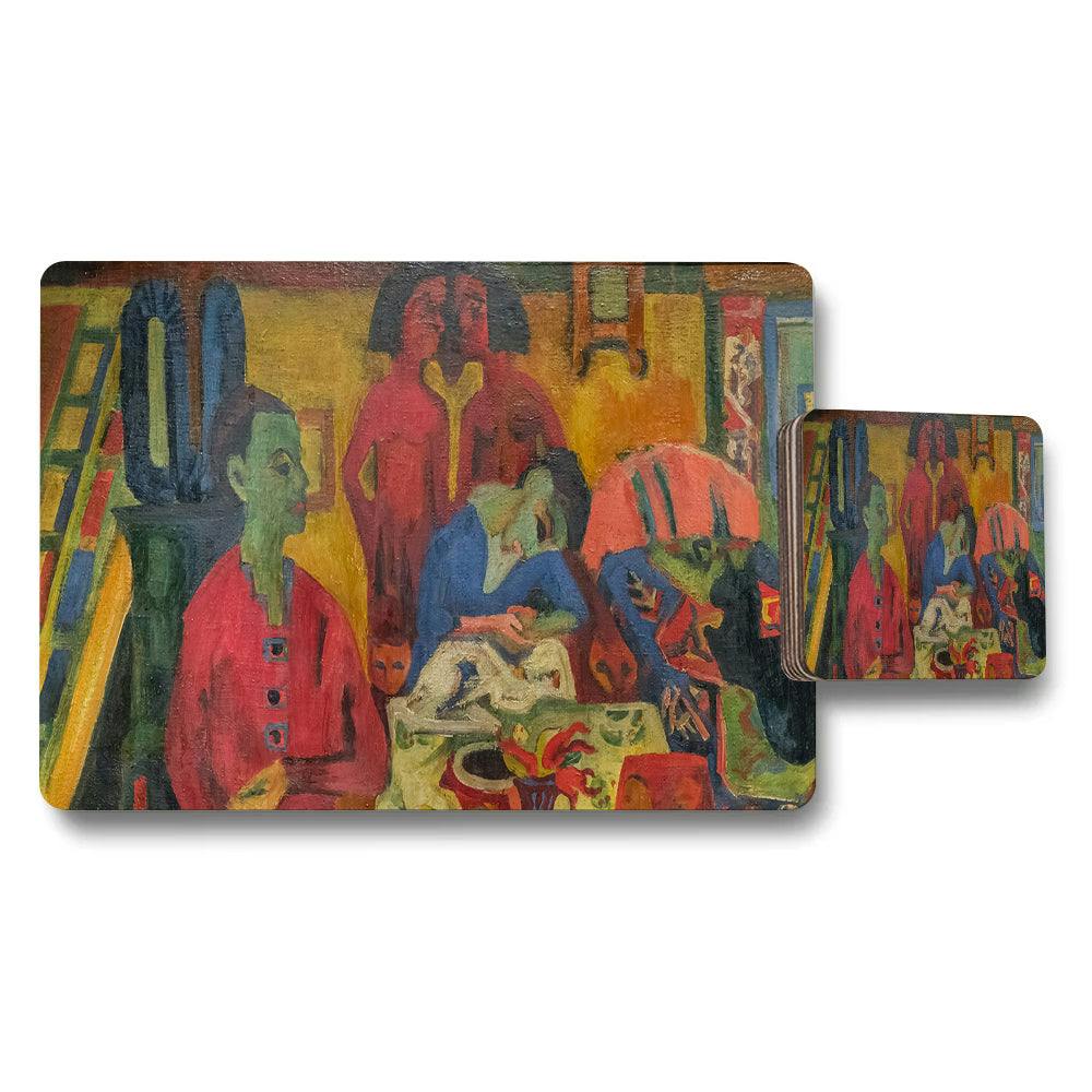Rackhams Vibrant Artwork Placemats And Coasters Set For Dining Tables