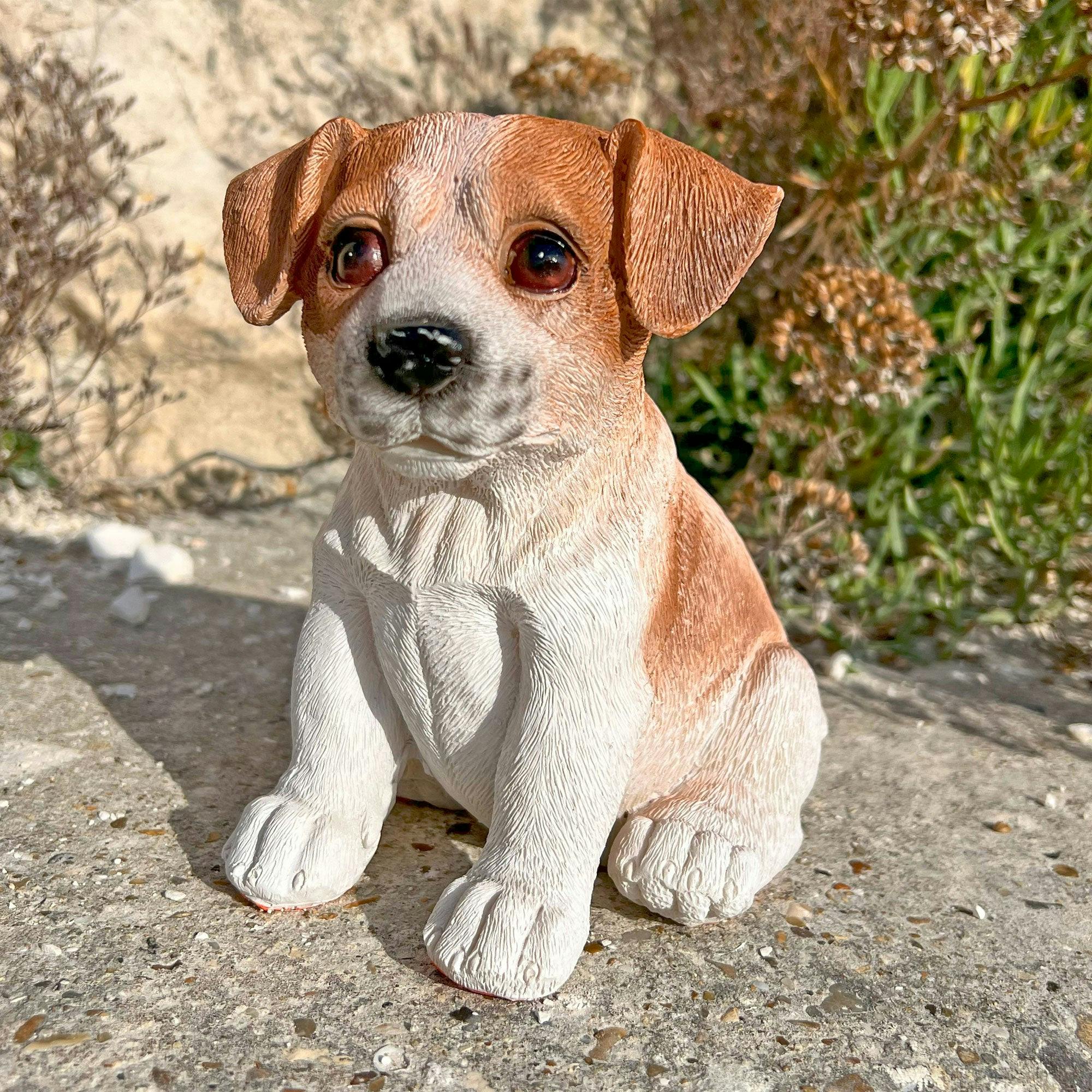 Farmwood White Sitting Jack Russell Terrier Puppy Dog Garden Animal Ornament