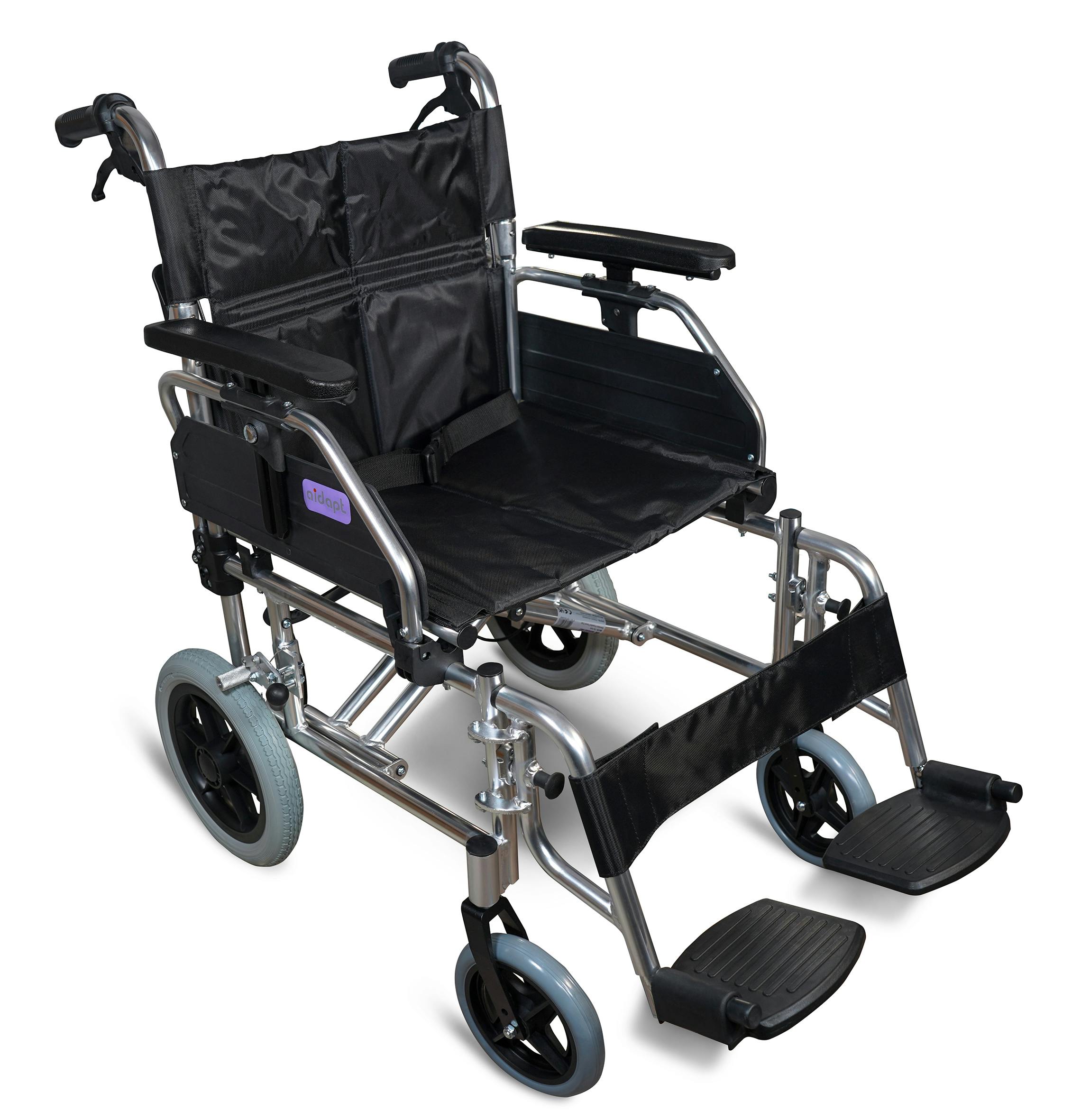Attendant Propelled Wide Seat Transit Wheelchair With Brakes, 20"" Seat - Image 4