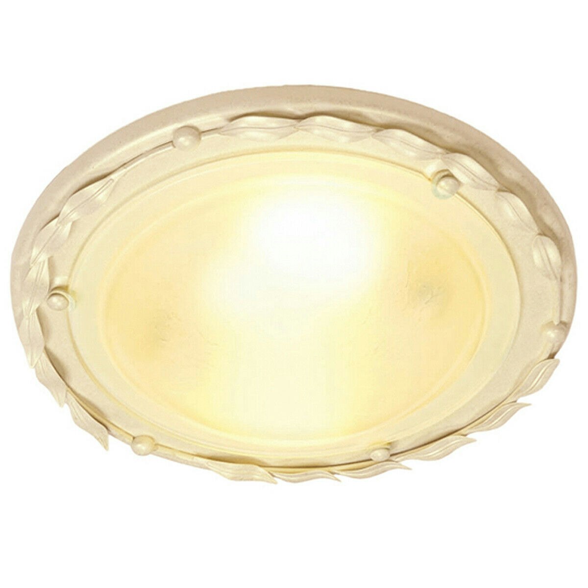 Rackhams Light/Ivory/Gold Bulb Flush Low Ceiling Led E27 60W Bulb Size 1