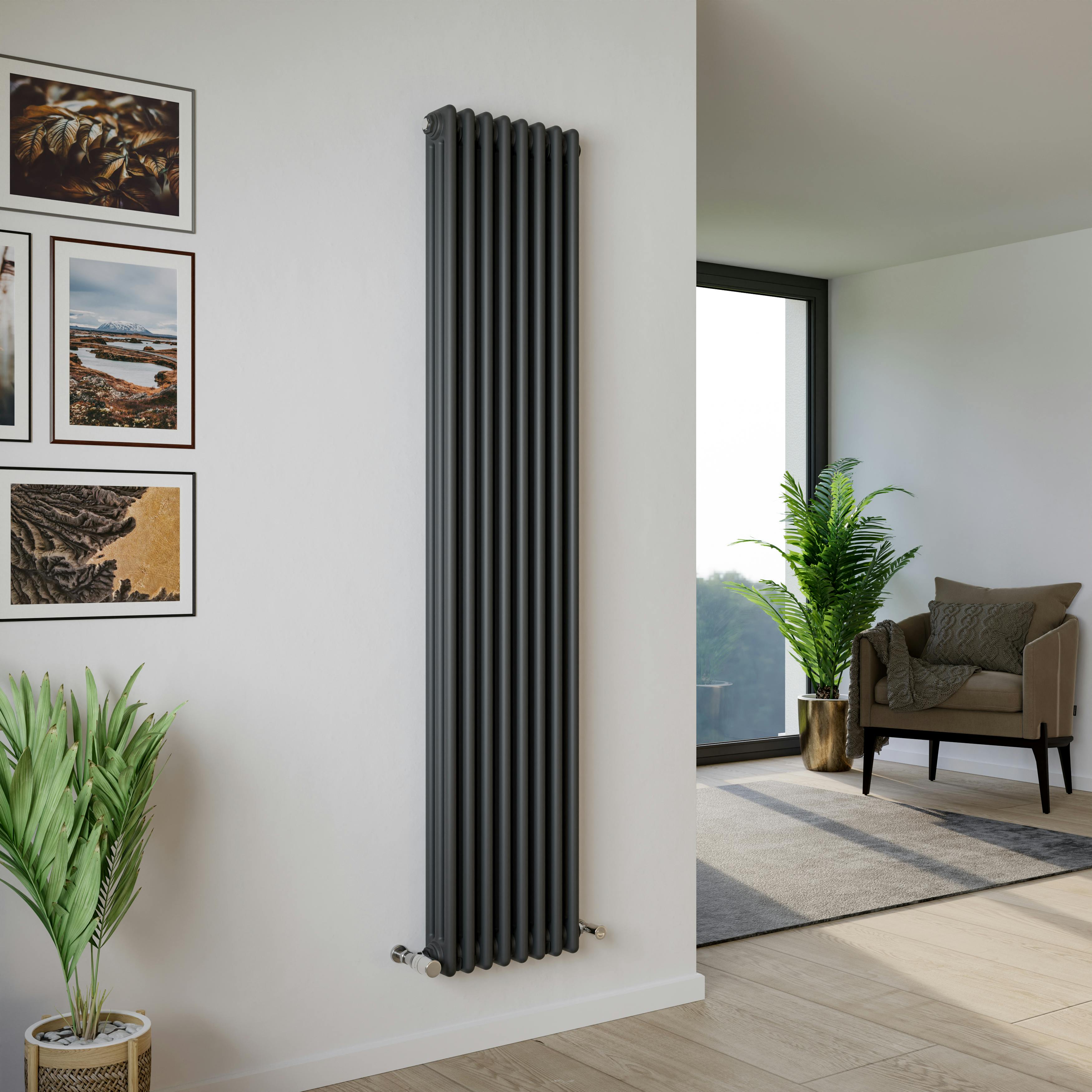 Agadon Anthracite Kylo 3 Column Traditional Radiator - 1800 X 380