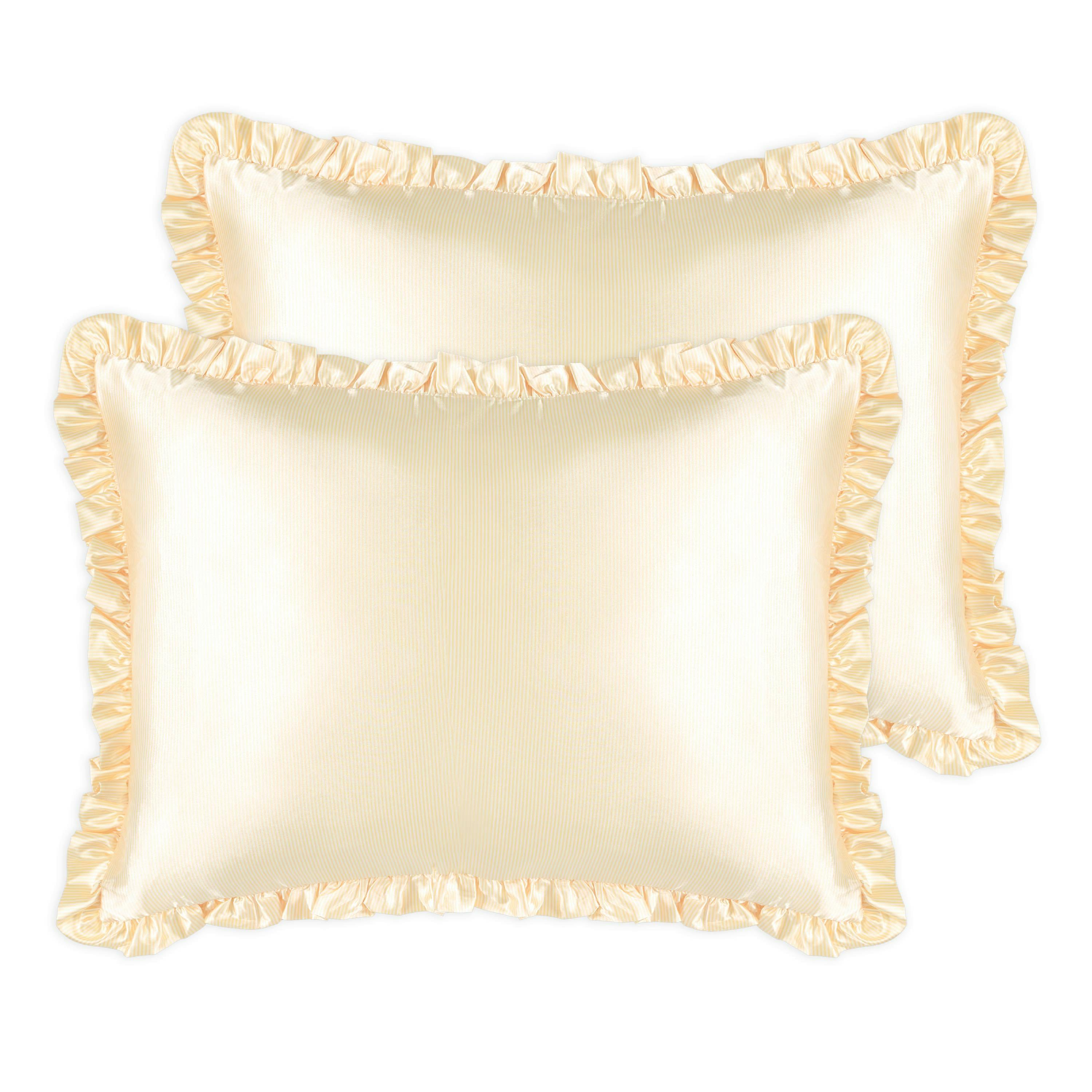 Rackhams Silver Cloud Satin Frilly Pillowcase Twin Pack - Buttercup Collection
