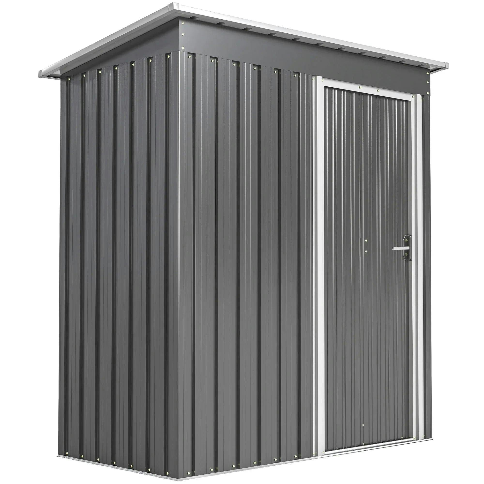 Outsunny 5 X 3Ft Garden Storage Shed Sliding Door Sloped Roof Tool, Grey - Image 5
