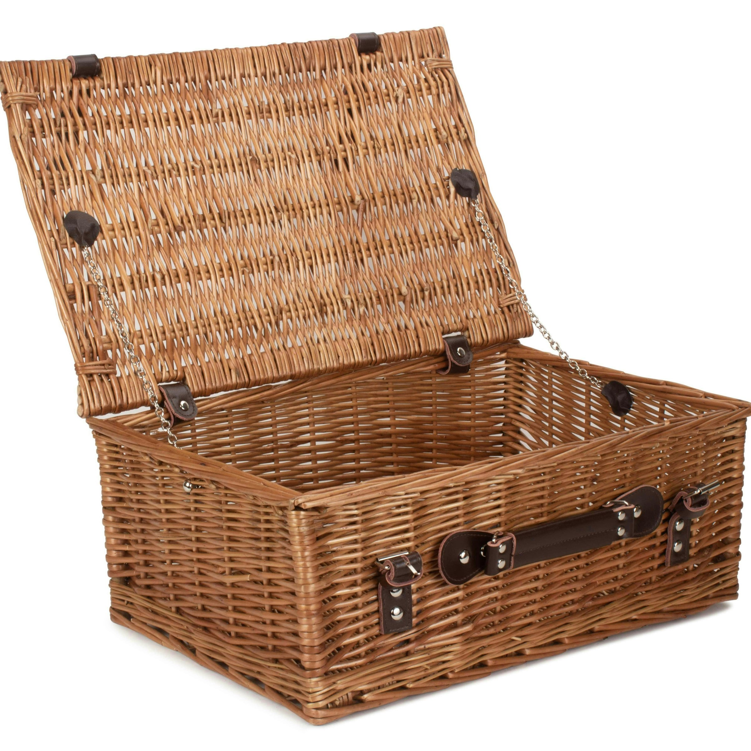 Red Hamper Red/Brown Hamper 46Cm Double Steamed Willow Wicker Picnic Basket