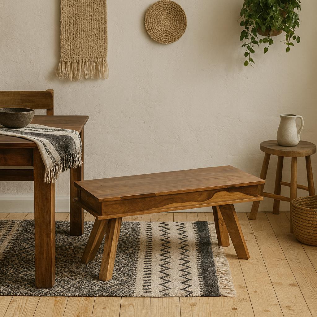 Wyld Haus Grain New York 145Cm Natural Sheesham Wood Dining Bench