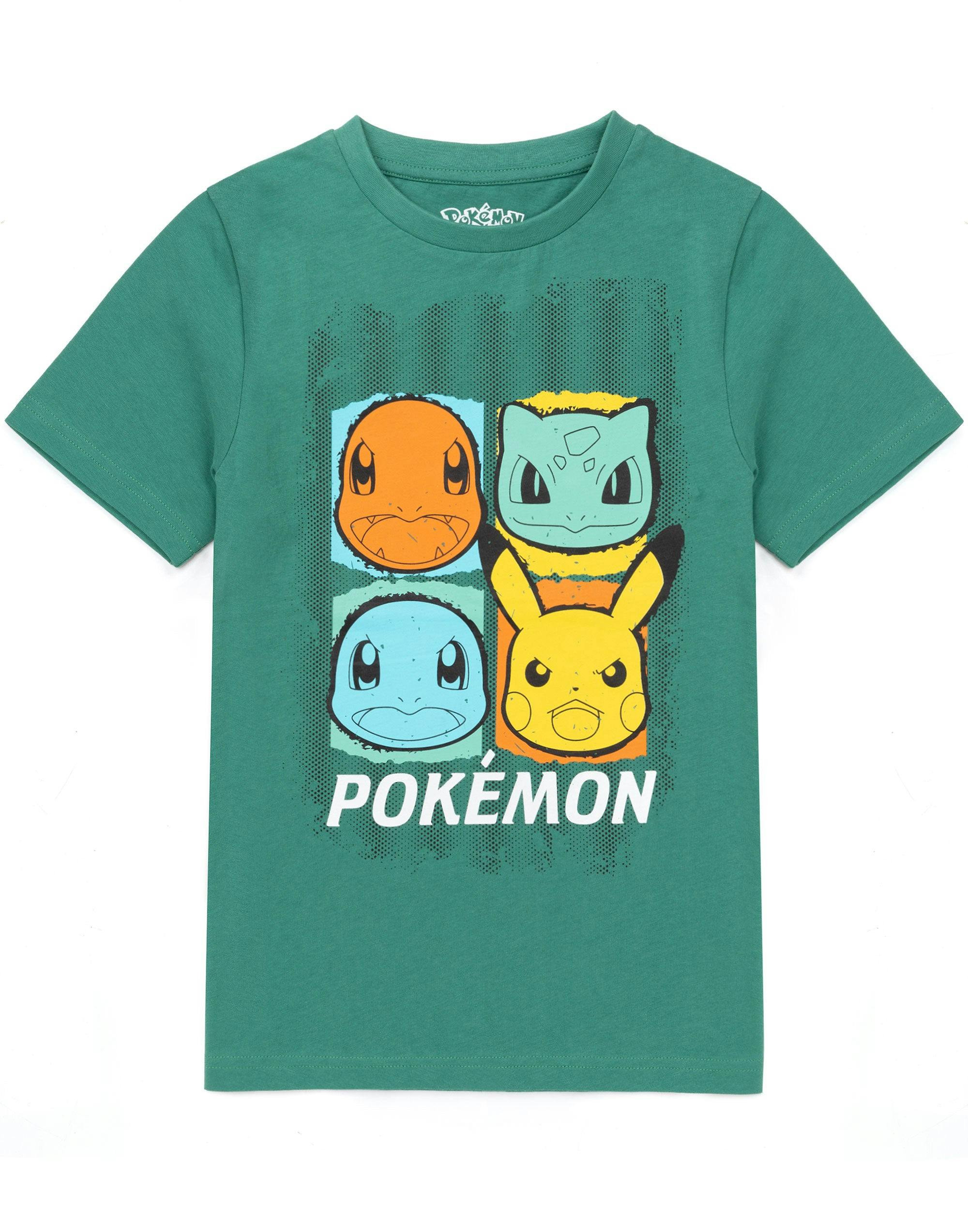 Vanilla Underground Boys Green Pokemon Character Placement Print Short Sleeved T-Shirt - 5-6 Years