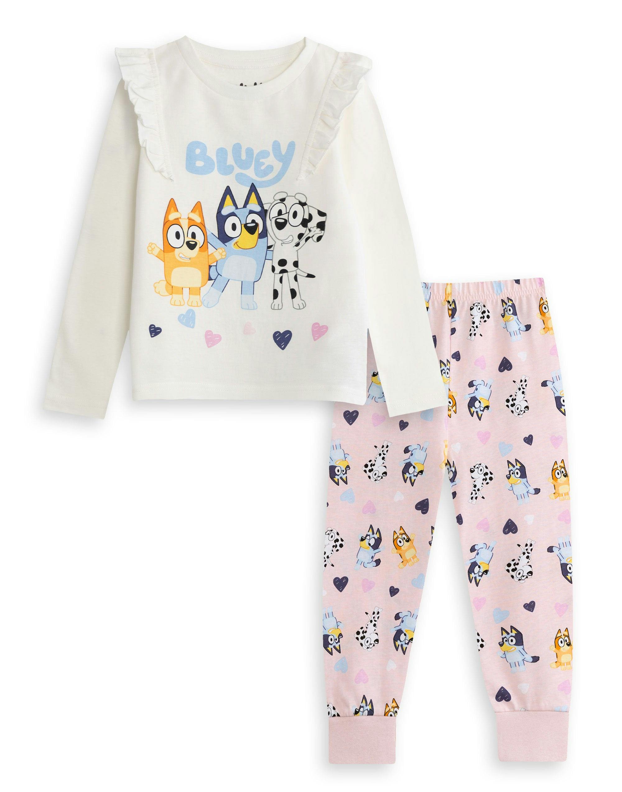 Vanilla Underground Girls White Bluey Off- Character Long Sleeve Long Leg Pyjama Set - 4-5 Years