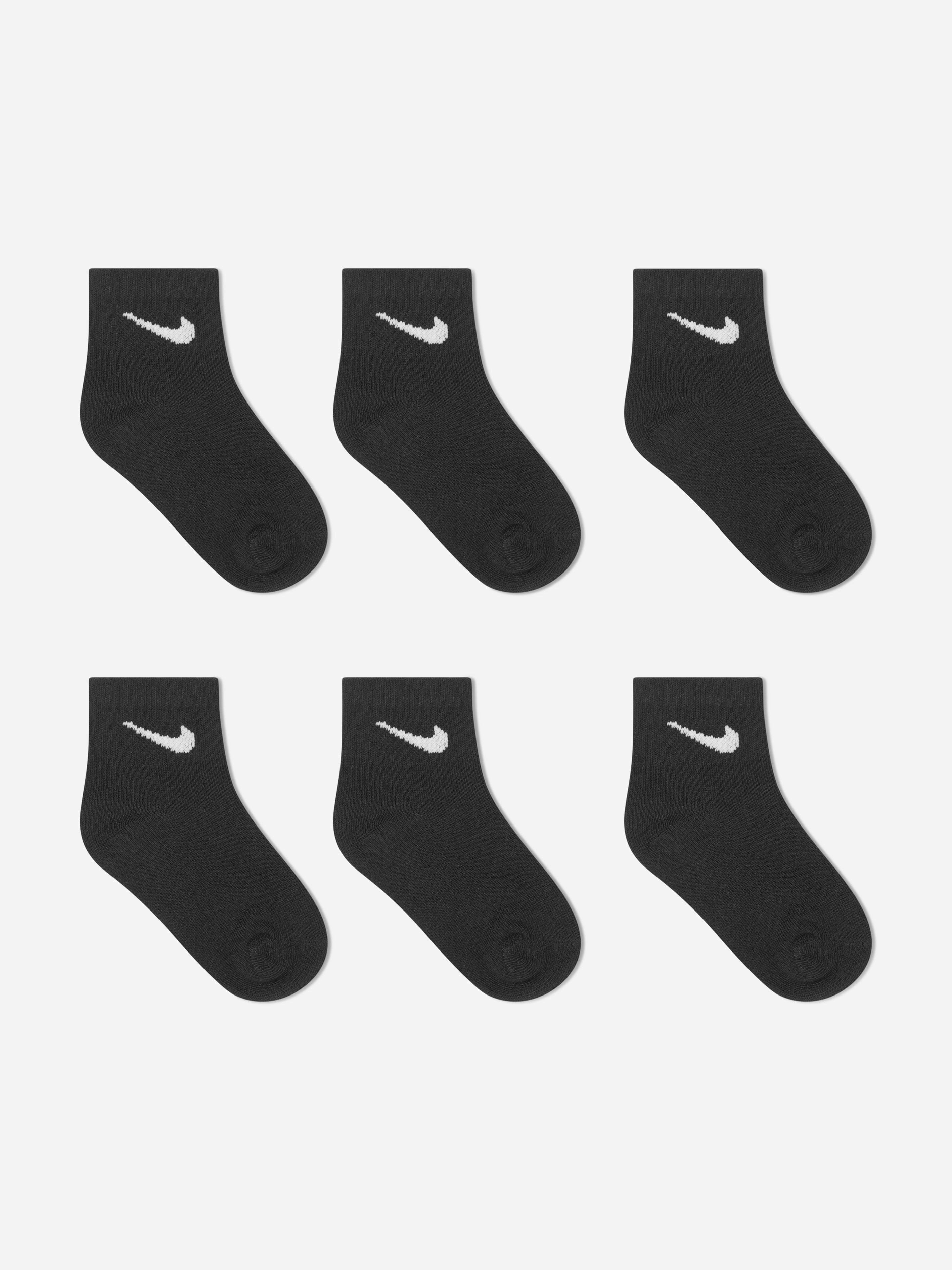 Nike Black Kids 6 Pack Socks Set In - 4 - 5 Yrs