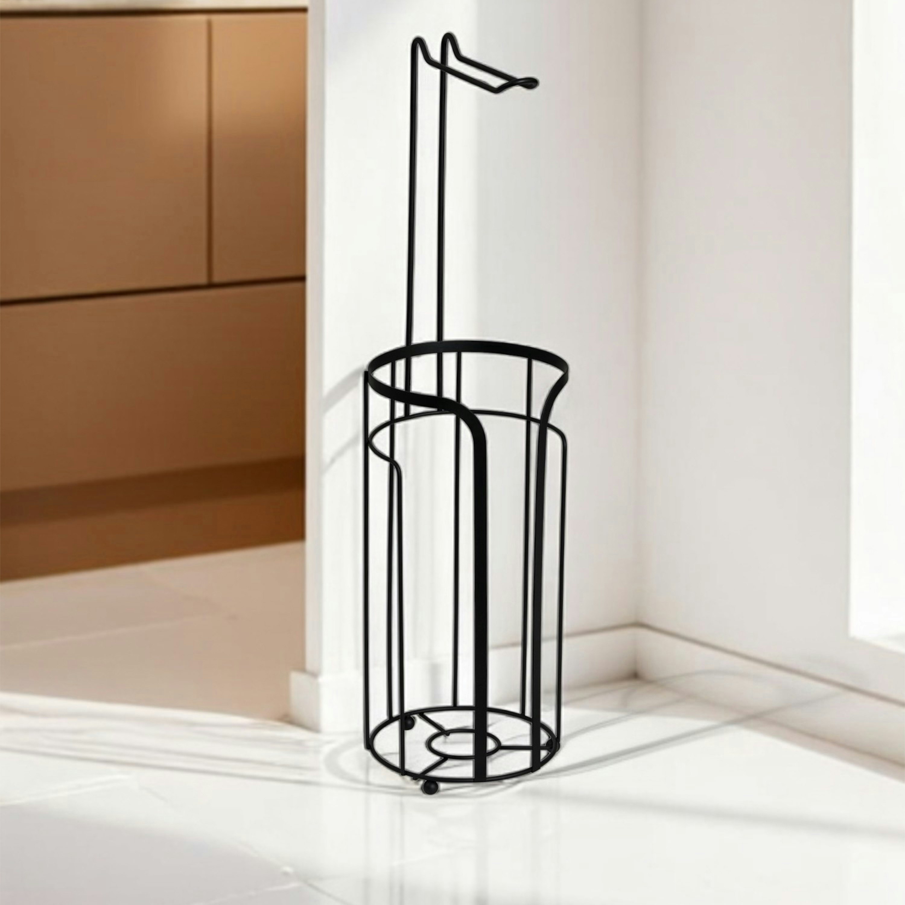 Showerdrape Black Dante Toilet Roll Holder & Spare Paper Holder Combination