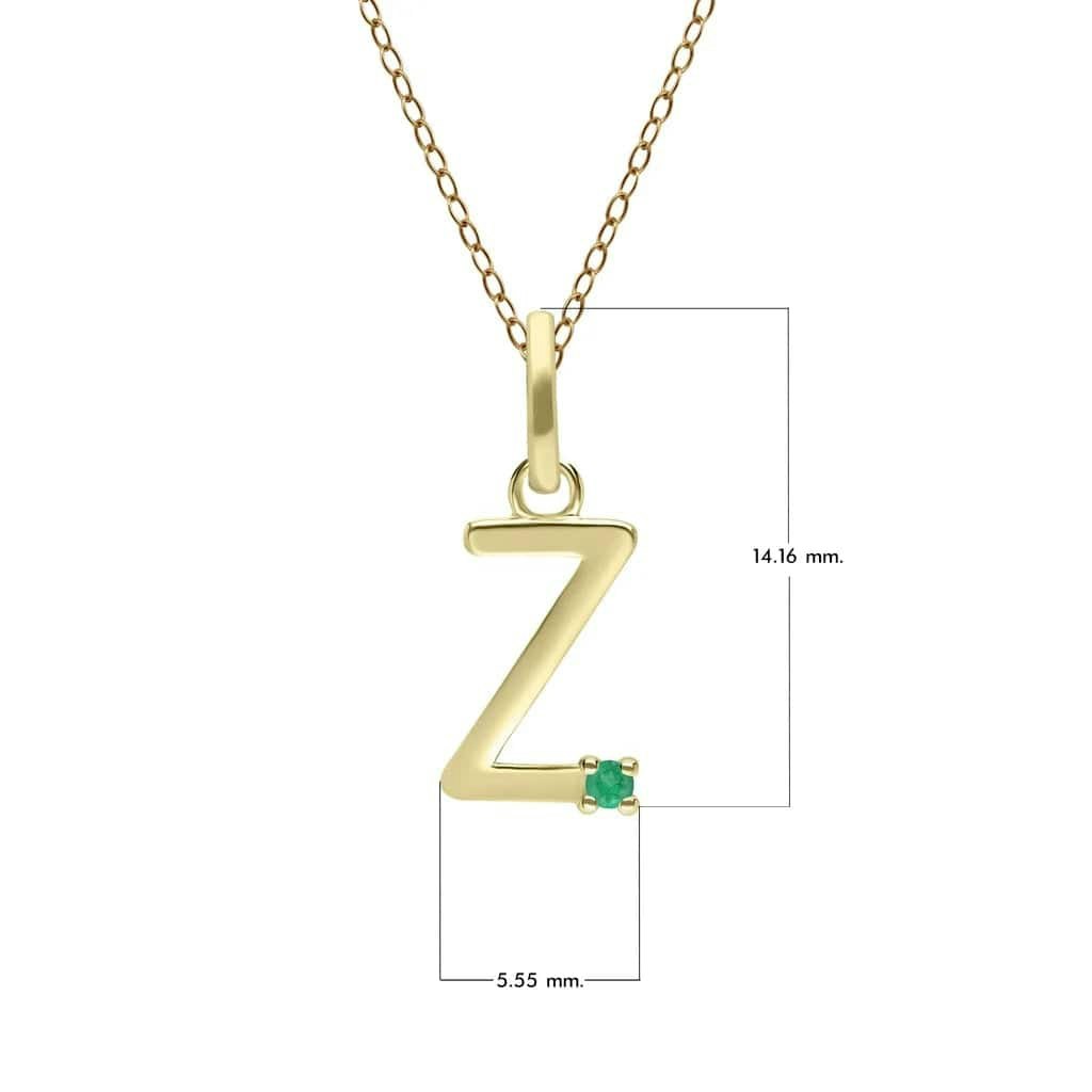 Gemondo Yellow/Gold Initial Emerald Letter Necklace In 9Ct - Z